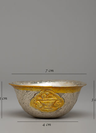 Gold & Silver-Plated Tibetan Offering Bowls | Ritual Bowls for Altar Décor