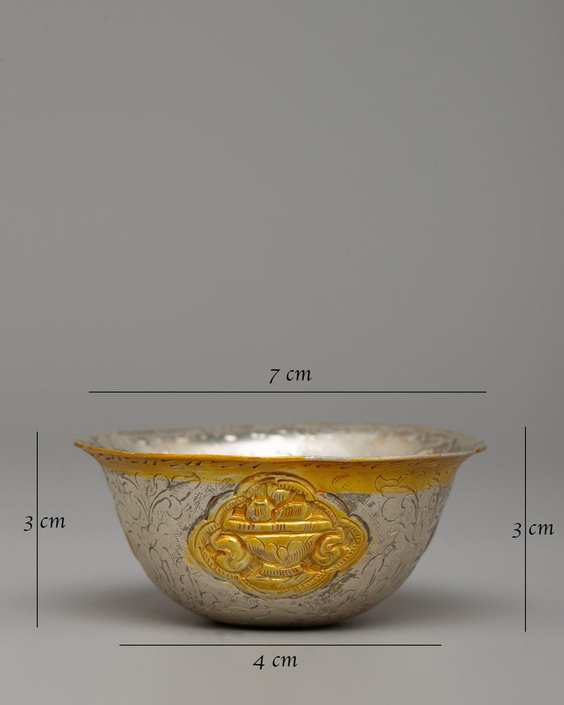 Gold & Silver-Plated Tibetan Offering Bowls | Ritual Bowls for Altar Décor