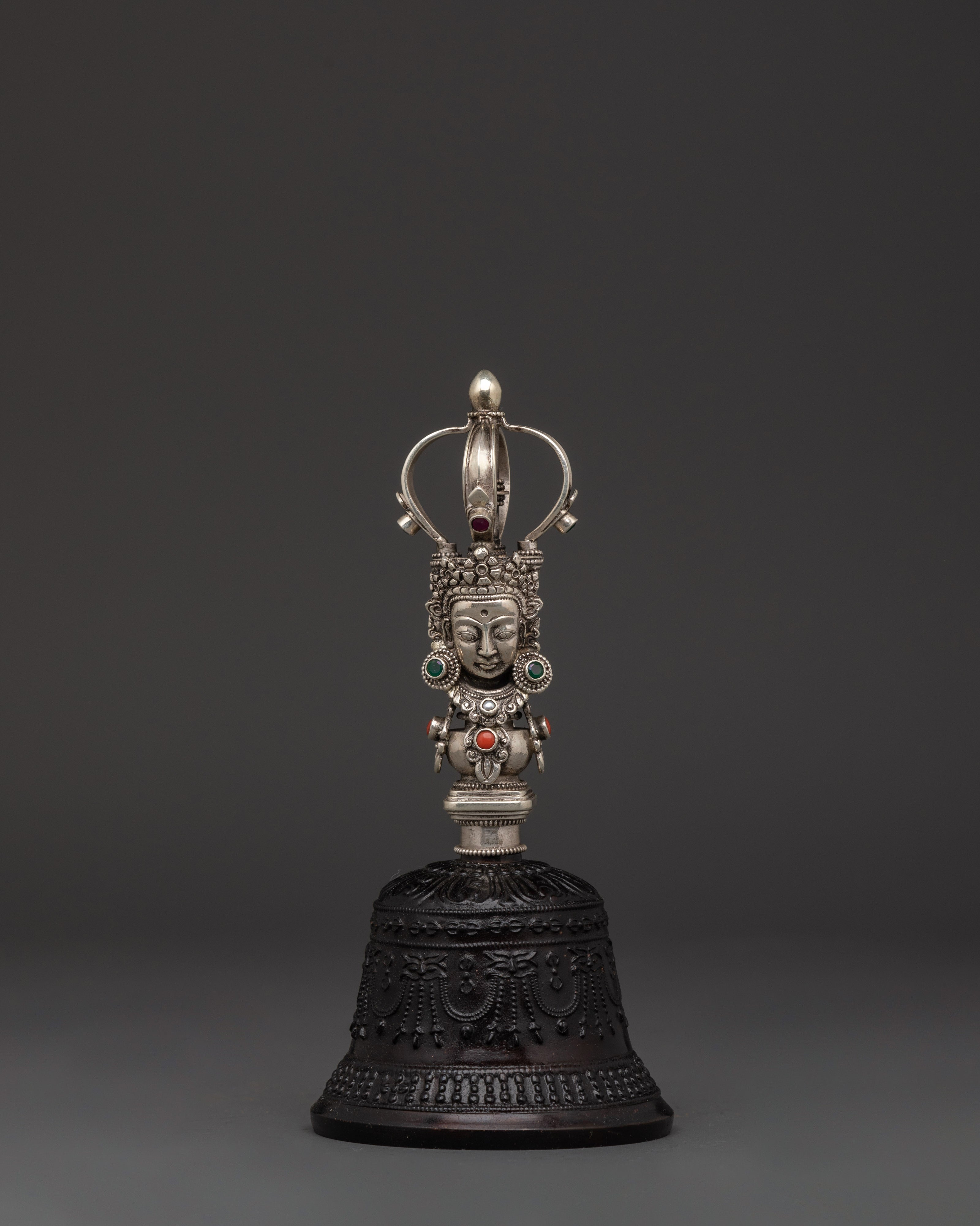 Silver-Plated Tibetan Bell and Vajra Set | Buddhist Healing Practices Item