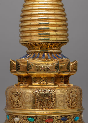Exquisite Buddhist Stupa with Coral | Sacred Buddhist Artifact