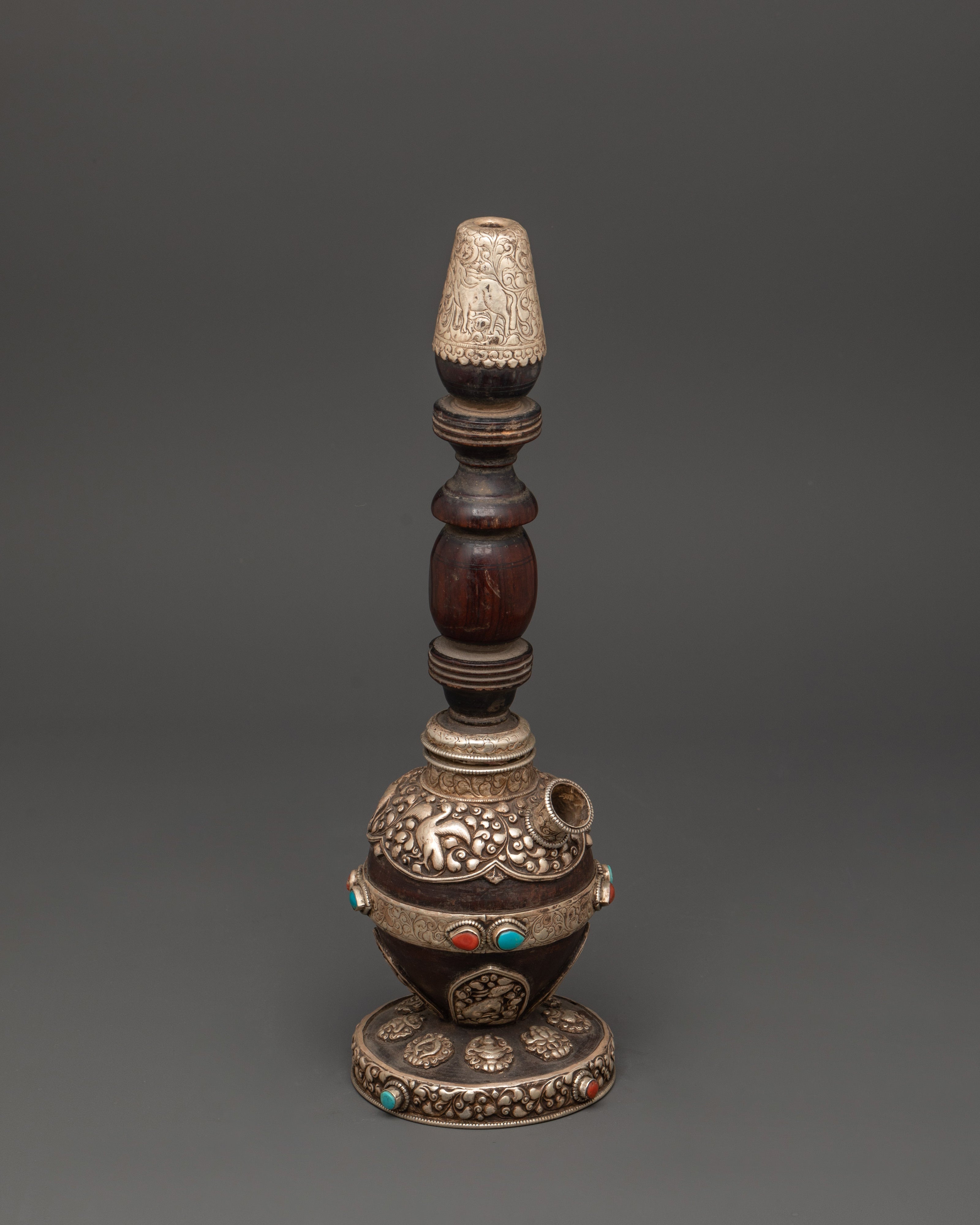 Handcrafted Wooden & Pure Silver Hukka | For Collectors & Traditional Use