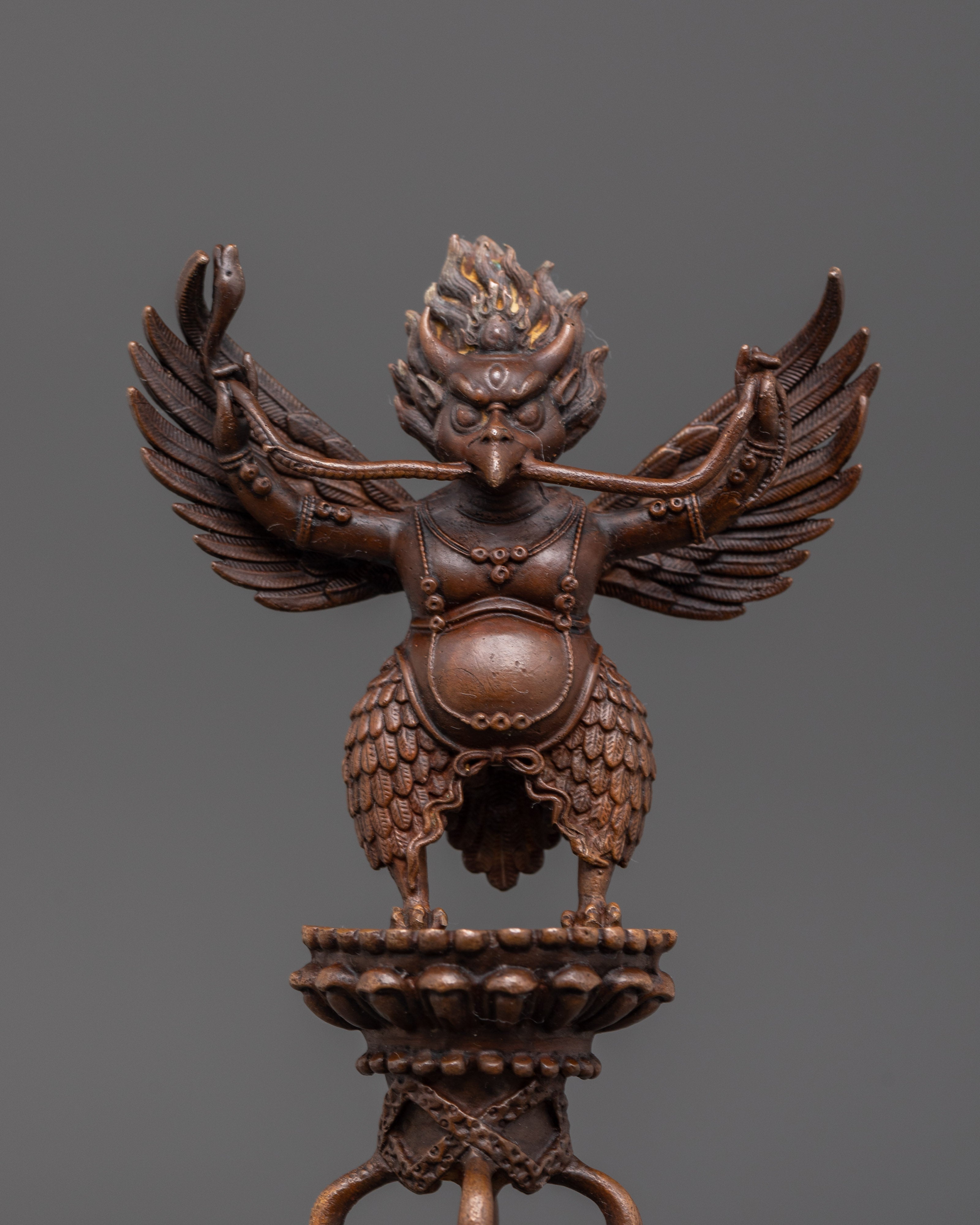 Handmade Tibetan Garuda Phurba | Oxidized Copper Ritual Dagger