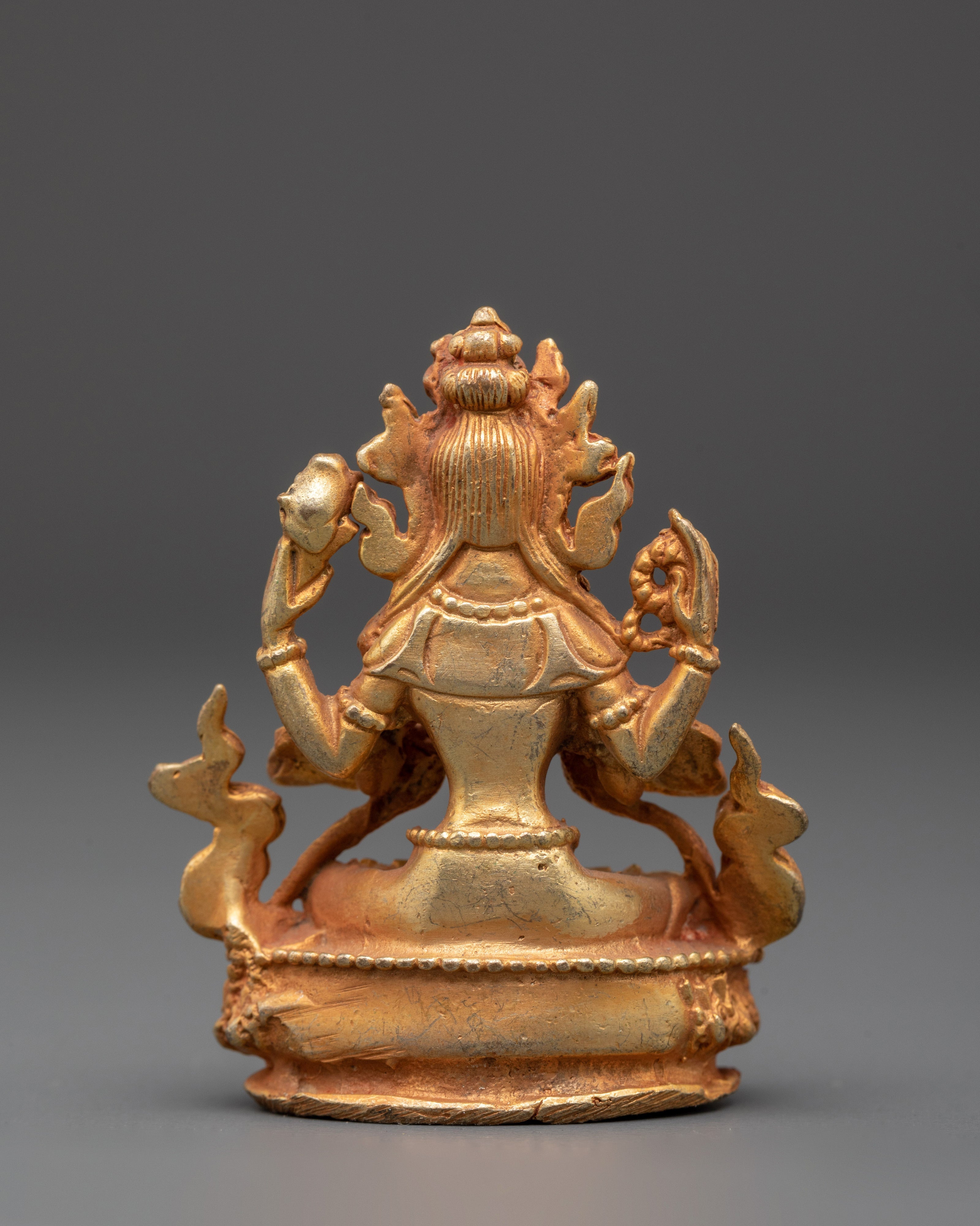 Handmade Gold Plated Chenrezig Statue | Tibetan Compassion Figurine