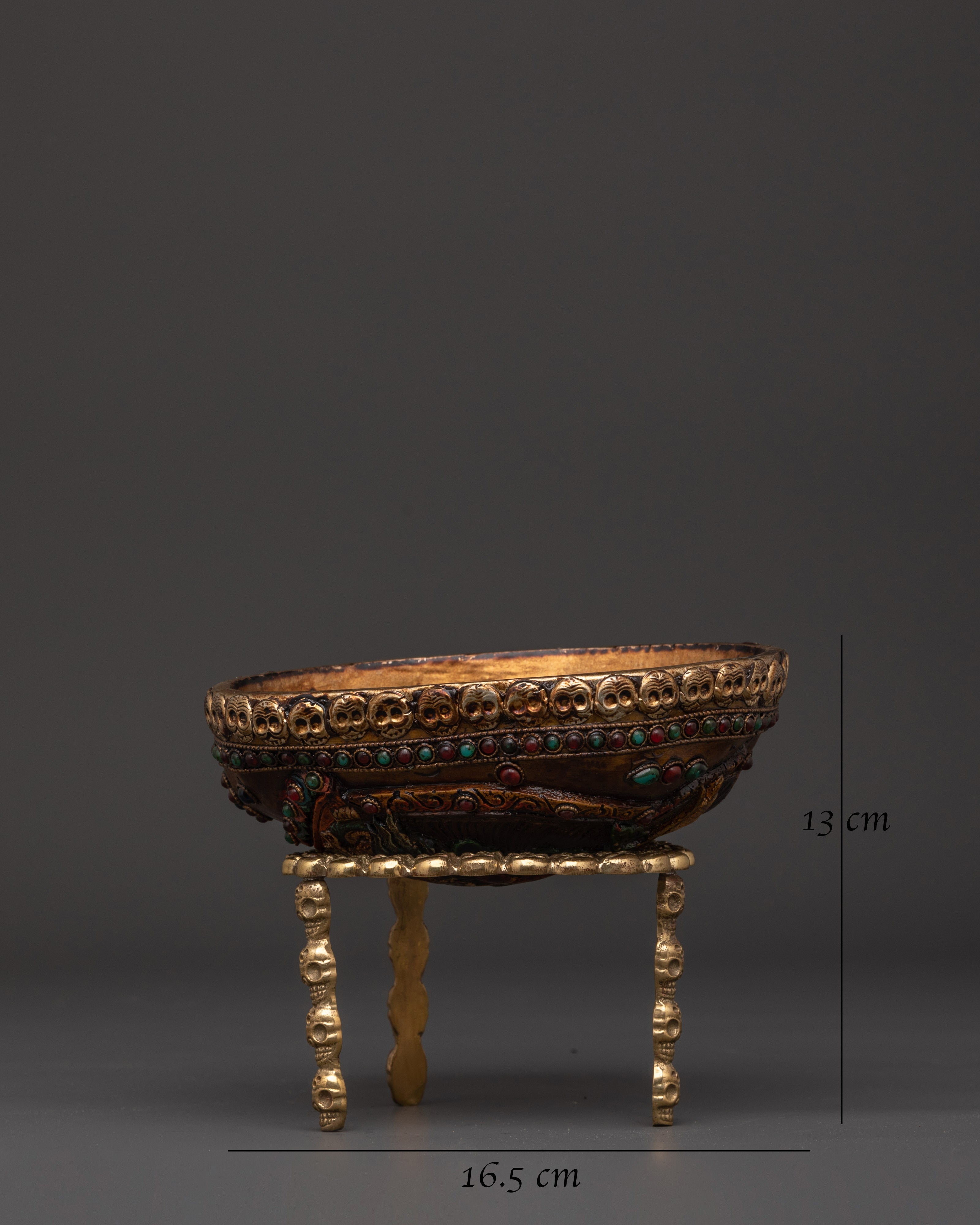 Copper Kapala with Brass Stand | Tibetan Ritual Skull Cup