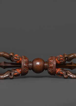 Sacred Oxidized Copper Vajra | Spiritual Protection Artifact