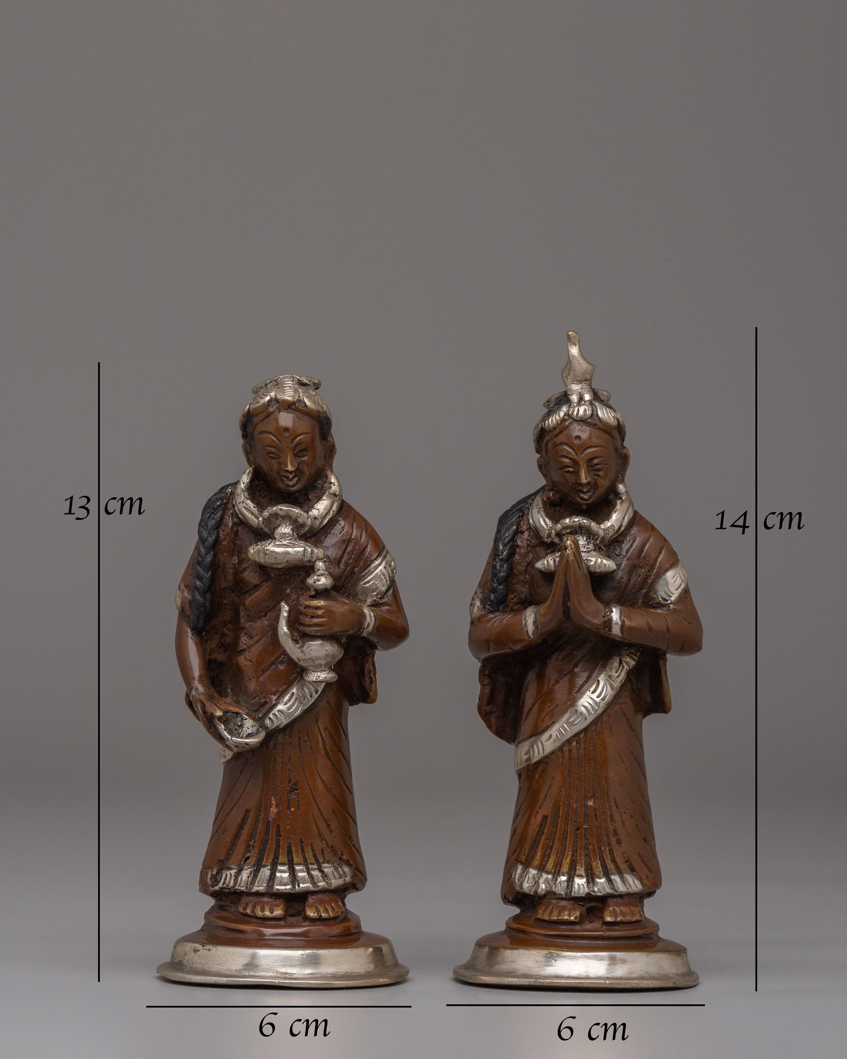 Handcrafted Newar Women Statue Set | Ritual Decor from Nepal