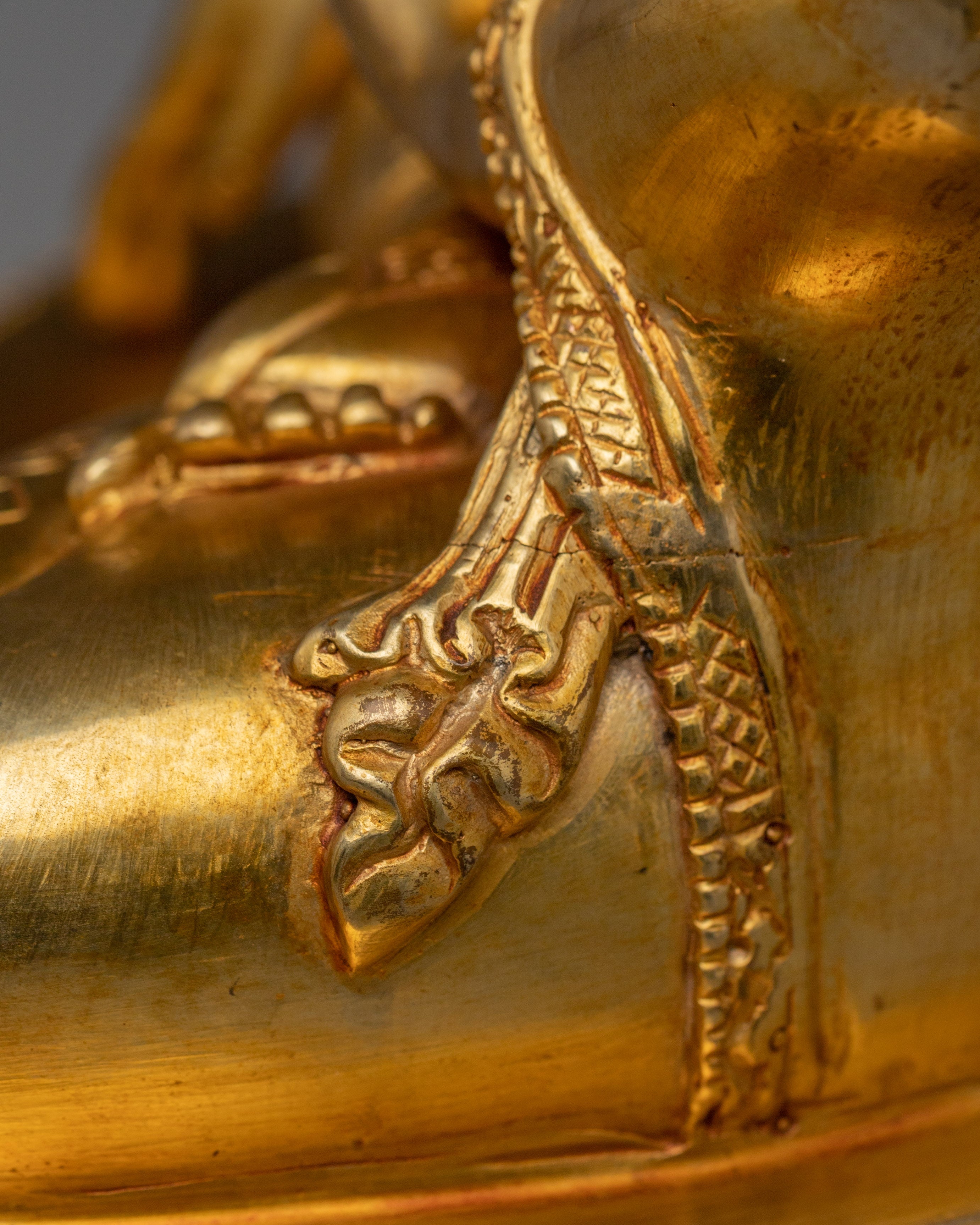 Gold Gilded Crown Shakyamuni Buddha Statue | Divine Copper Artwork with Gemstones