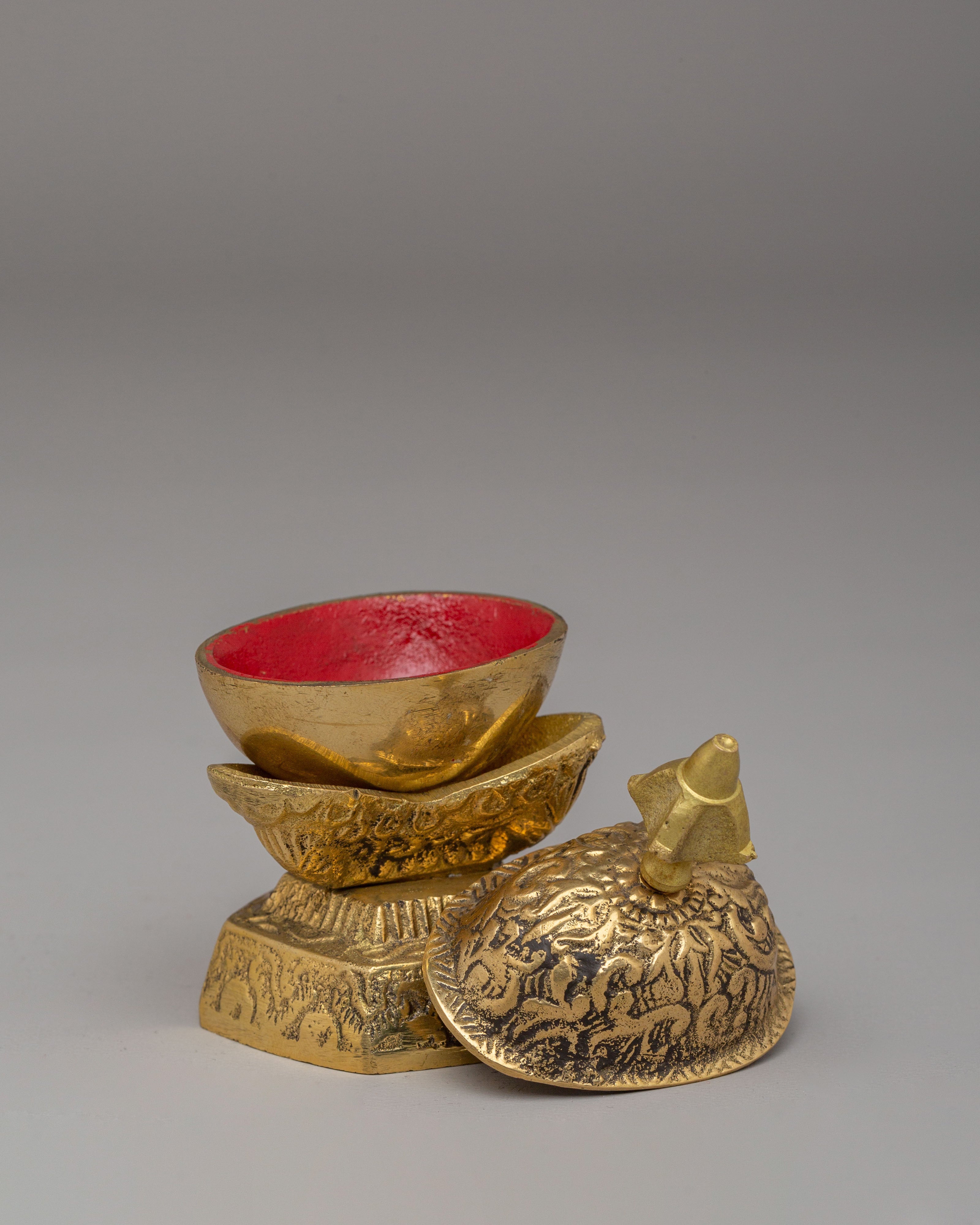 Sacred Buddhist Kapala Set for Altar | Ritual Offering Vessels