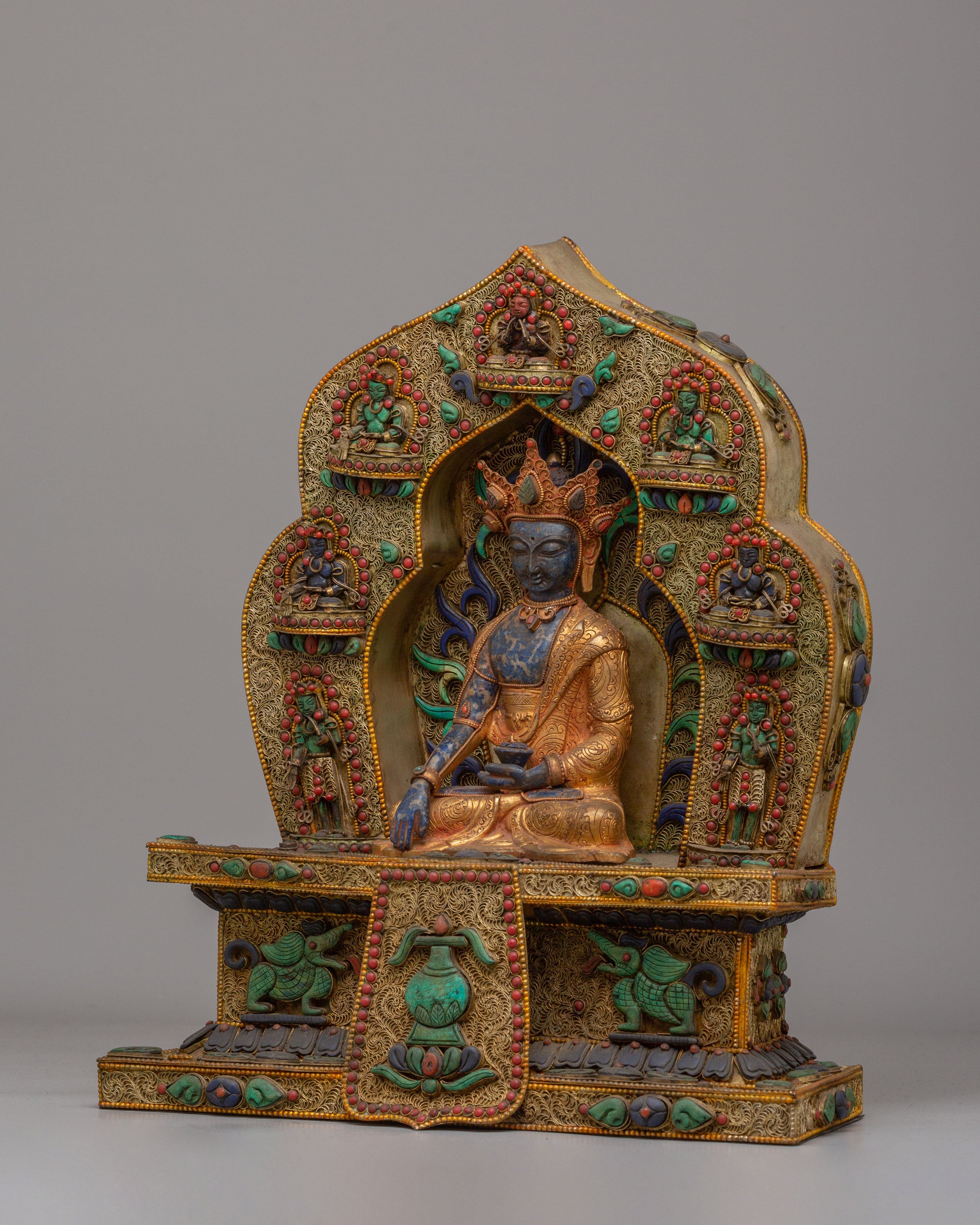 Himalayan Crowned Shakyamuni Buddha Statue | Crowned Buddha Figurine