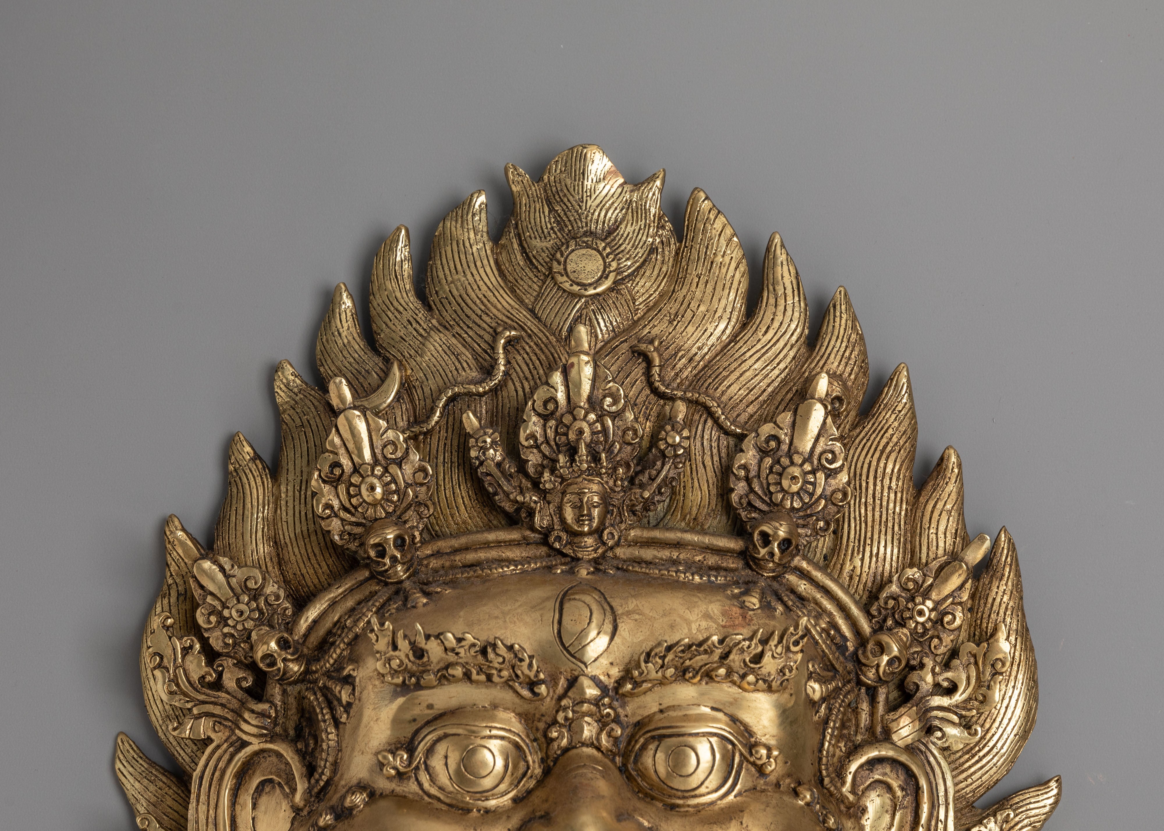 Handmade Bhairav Wall Hanging | Tibetan Hindu Deity Mask for Protective Home Decor