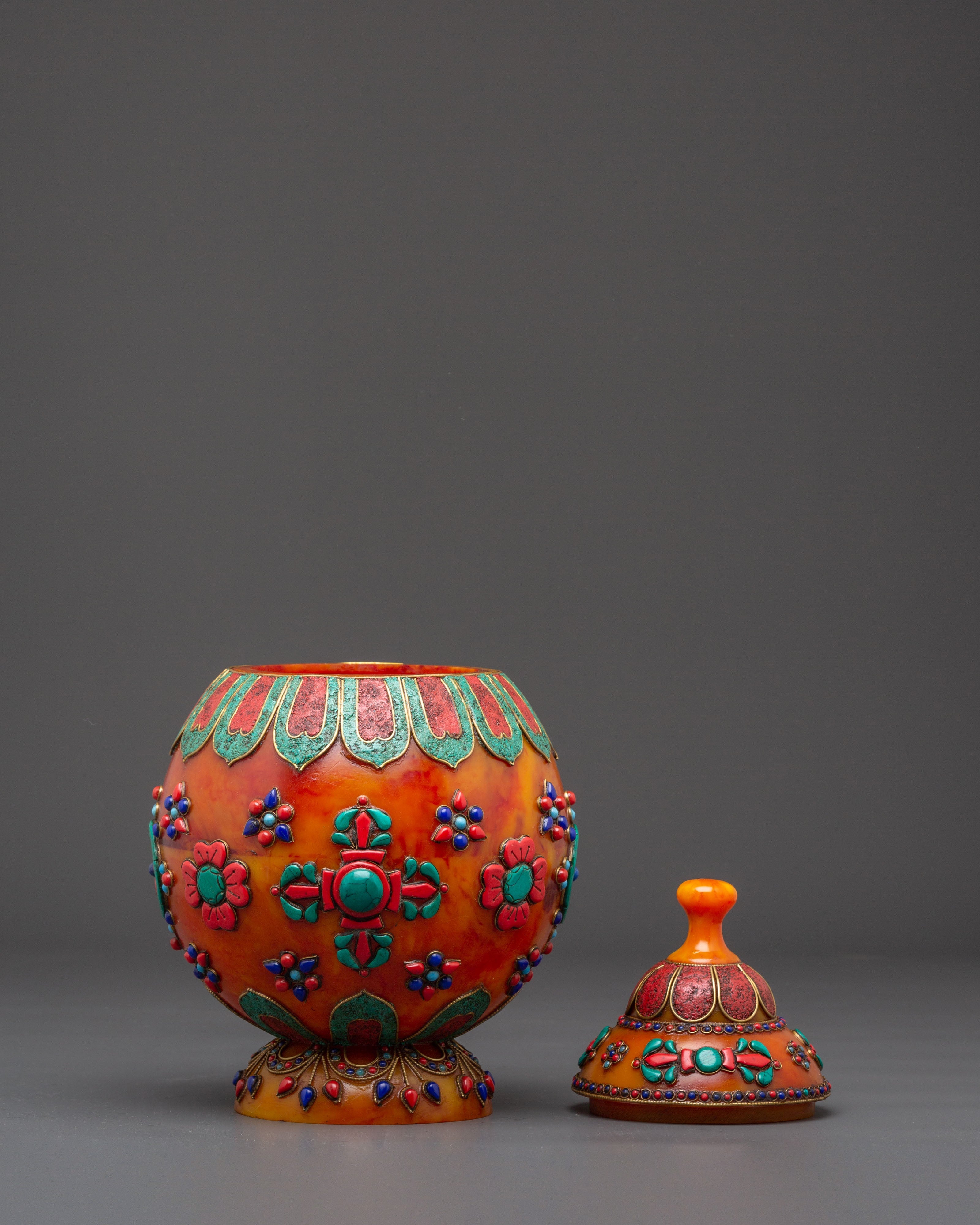 Offering Rice Pot Set | Handcrafted Tibetan Ritual Vessel for Spiritual Practices