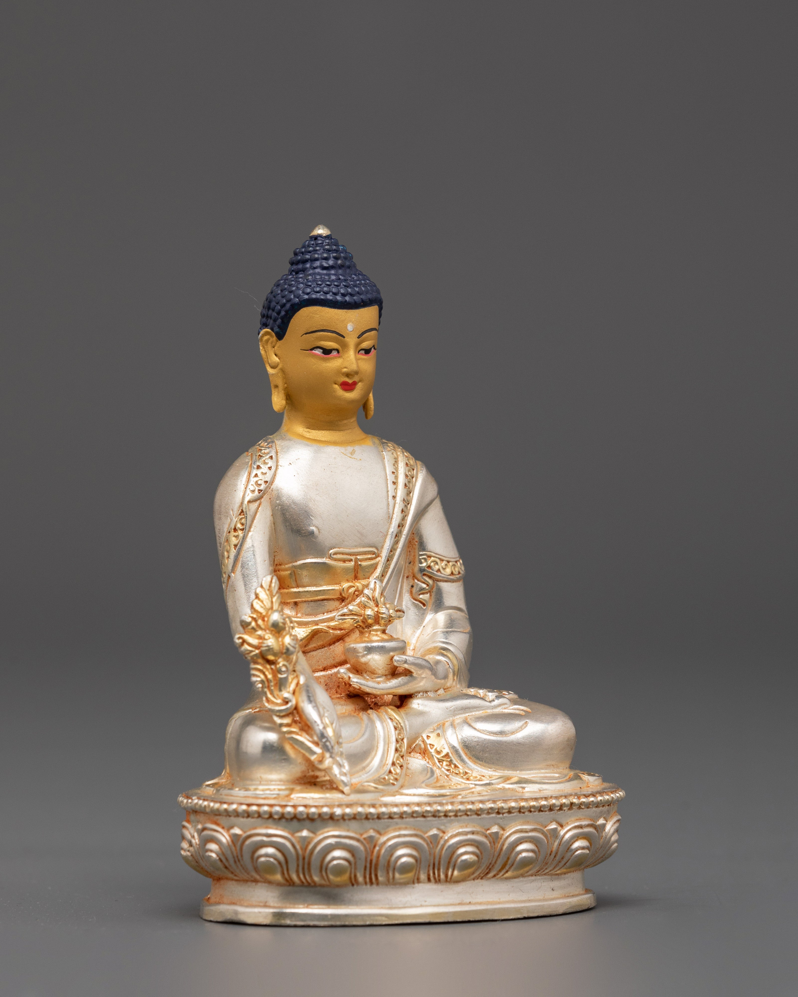 Silver Plated Medicine Buddha | Healing Buddhist Figurine