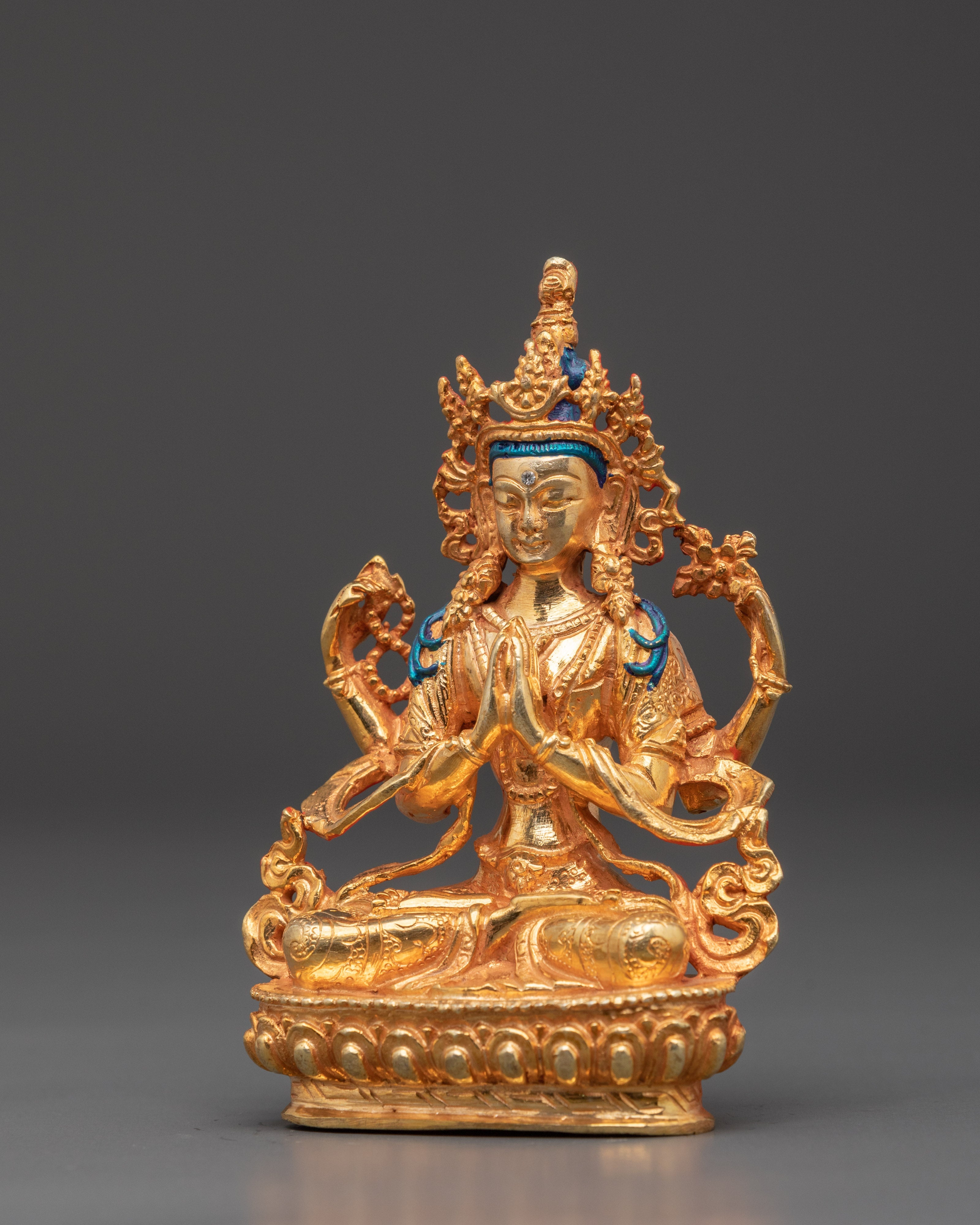 Four Armed Bodhisattva Chenrezig Statue | Tibetan Buddhist Deity of Compassion