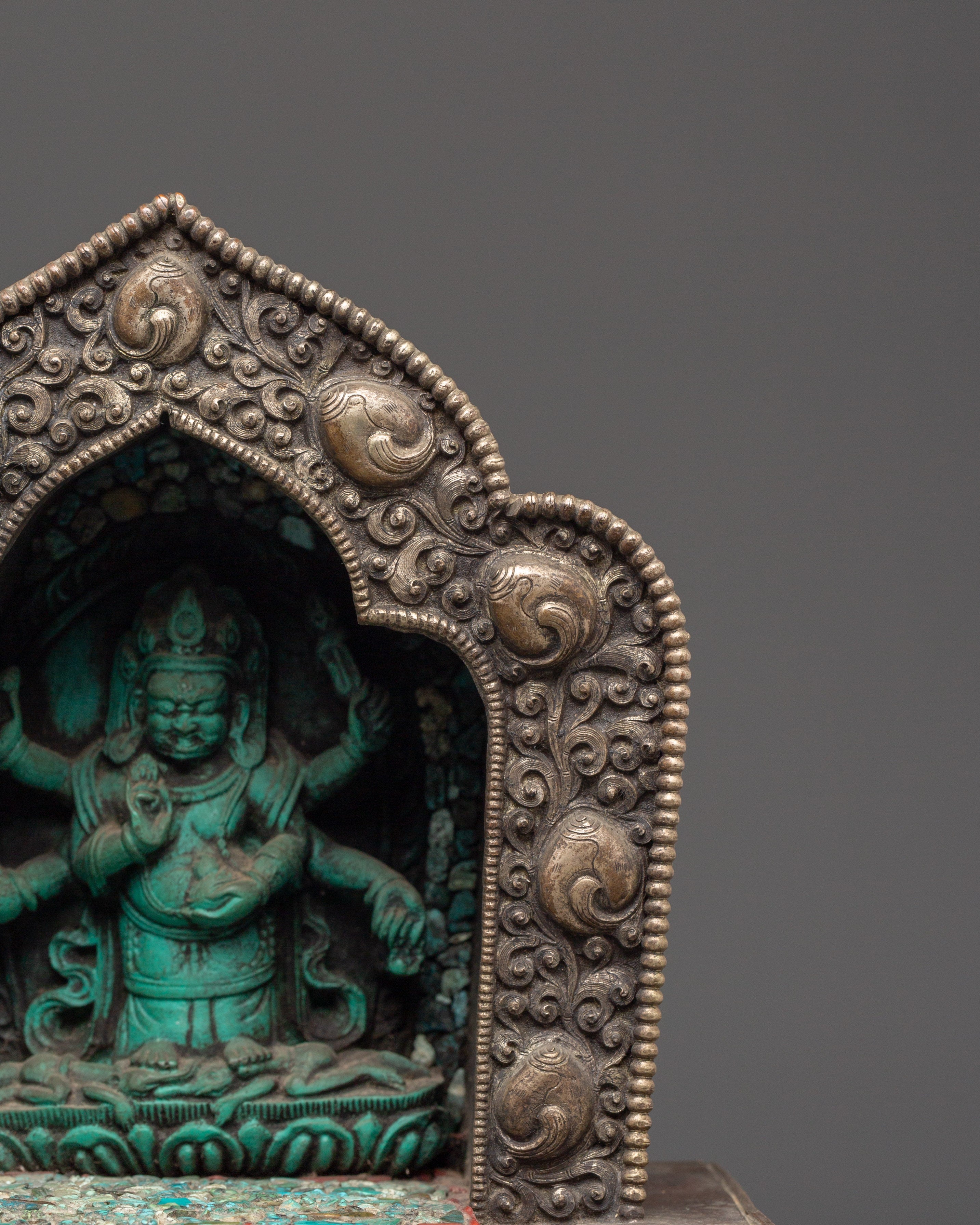 Traditional Six Armed Mahakala Ghau Box | Symbol Of Protection