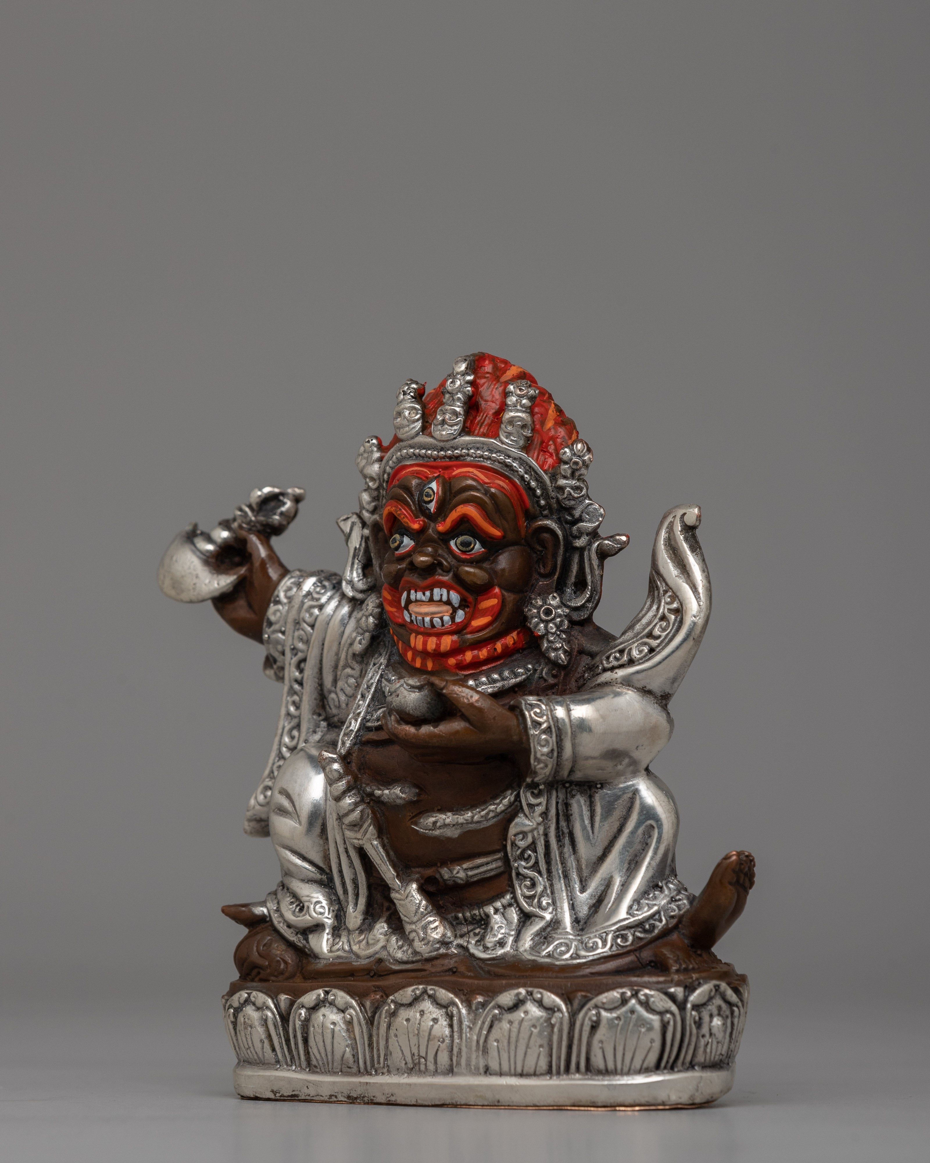Oxidized Copper Mahakala Statue | Sacred Buddhist Protector