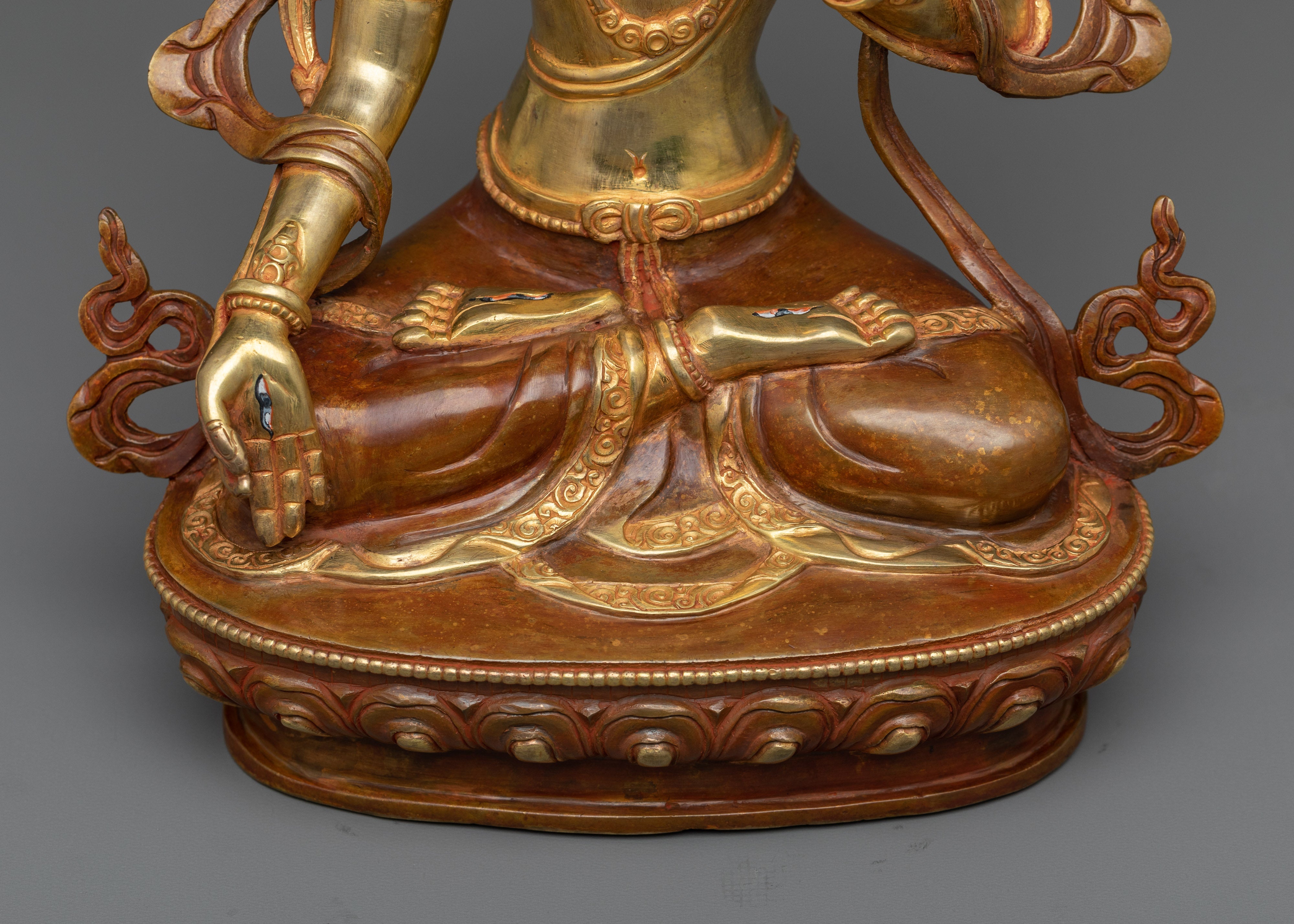 Female Goddess White Tara Statue | 24k Gold Gilded