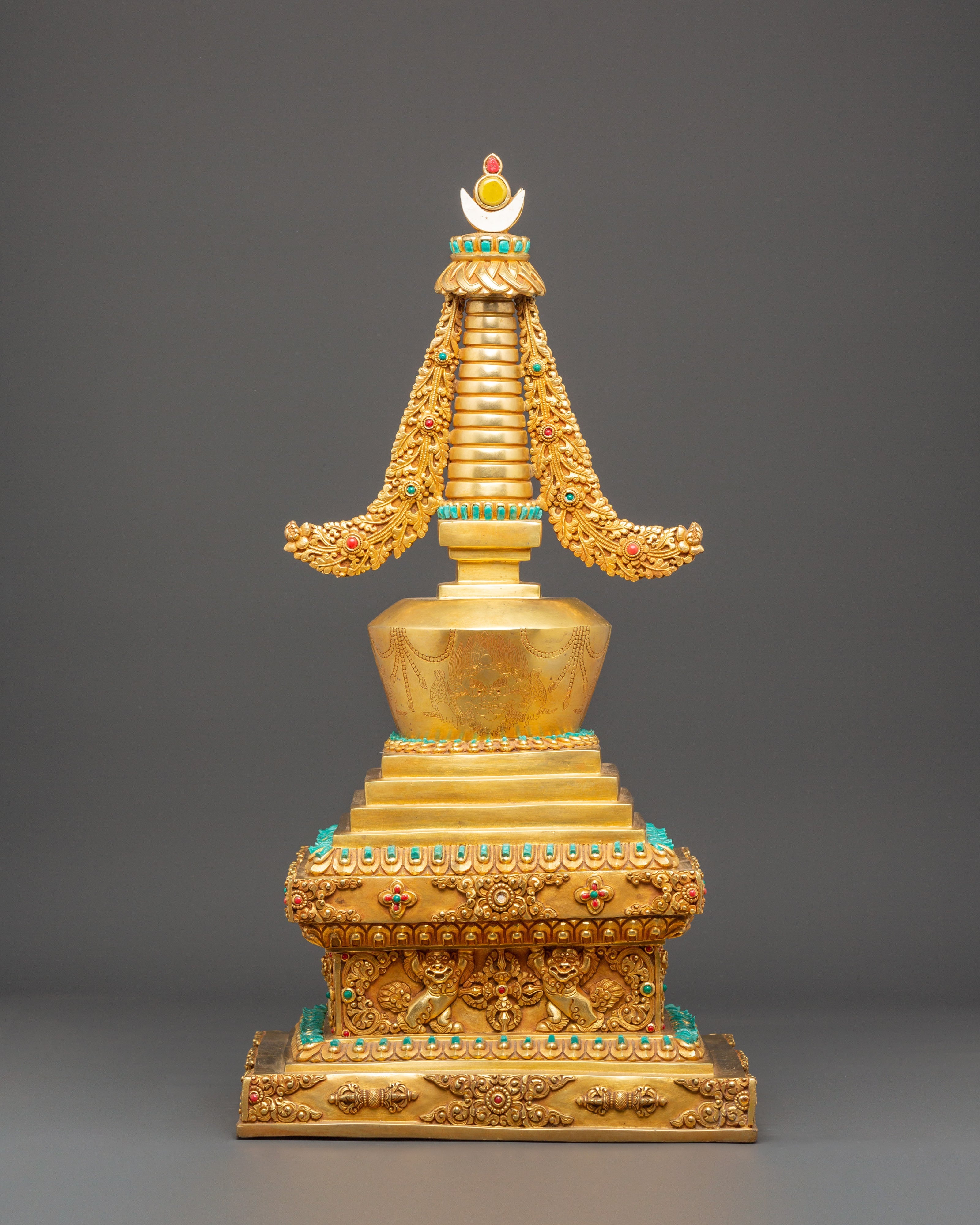 Spiritual Tibetan Buddhist Stupa | Gold Plated Sacred Monument