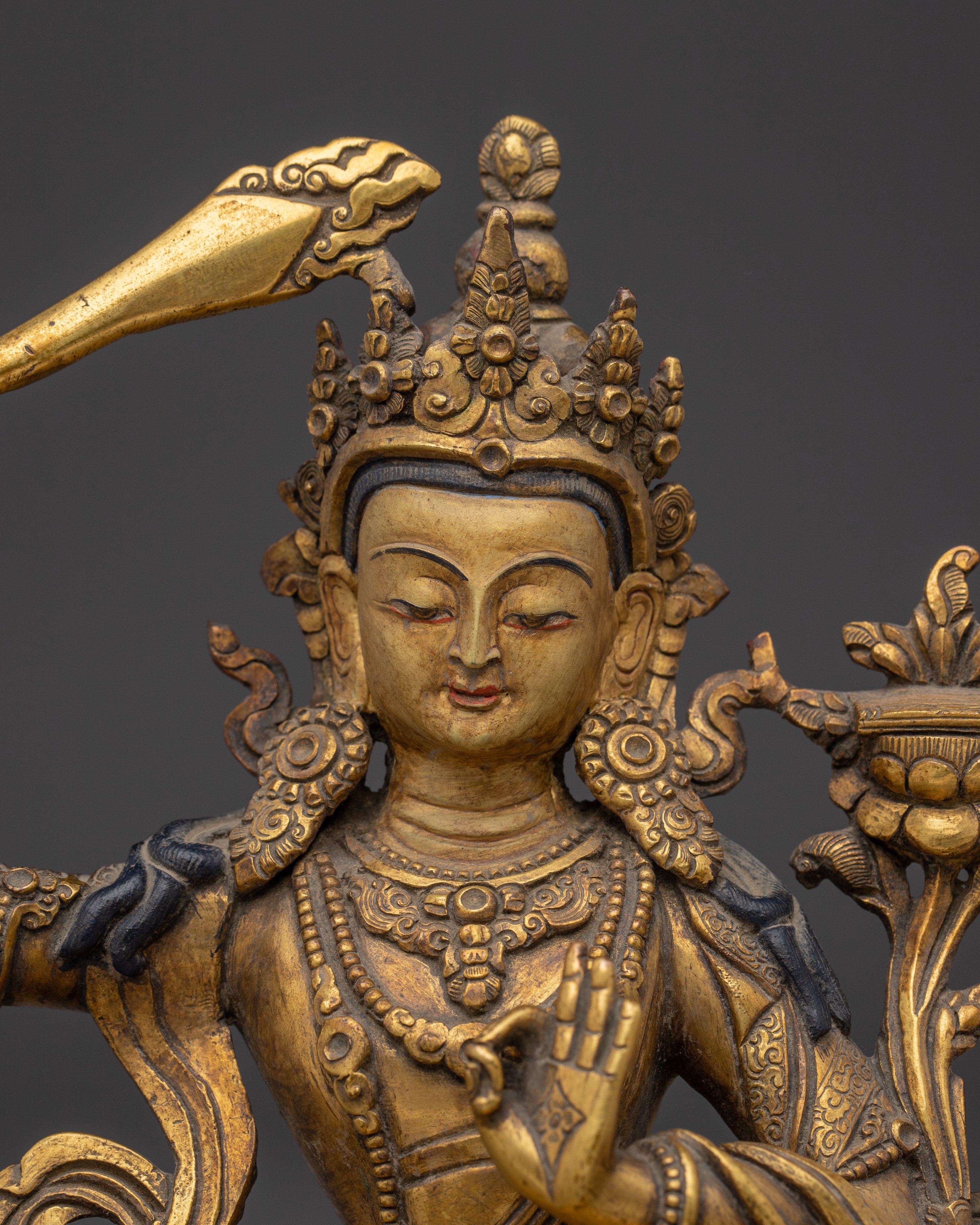Knowledge Deity Manjughosa Statue | Buddhist Wisdom and Protection Sculpture