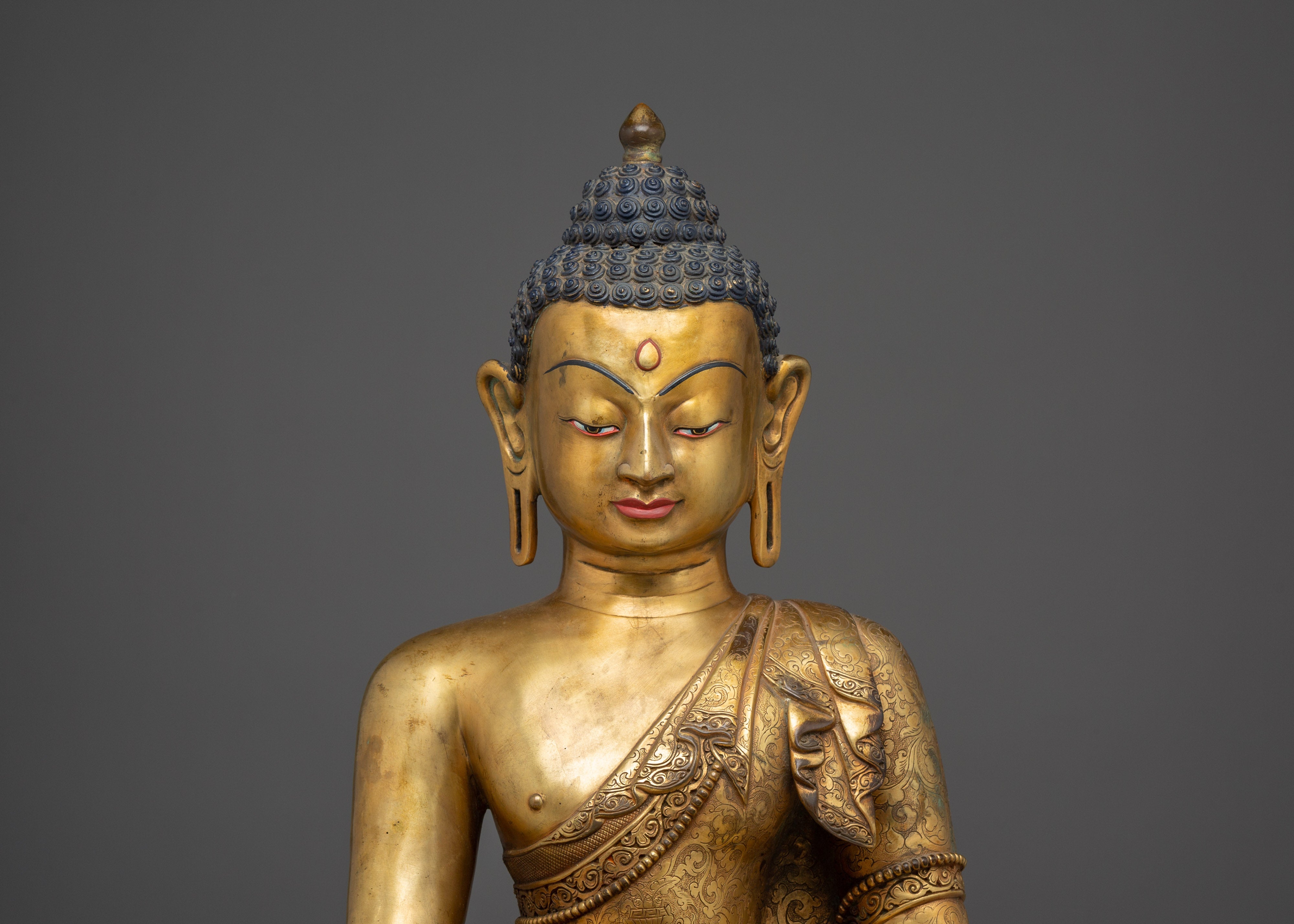 Copper Gold Plated Shakyamuni Buddha | Statue for Meditation, Spiritual Growth