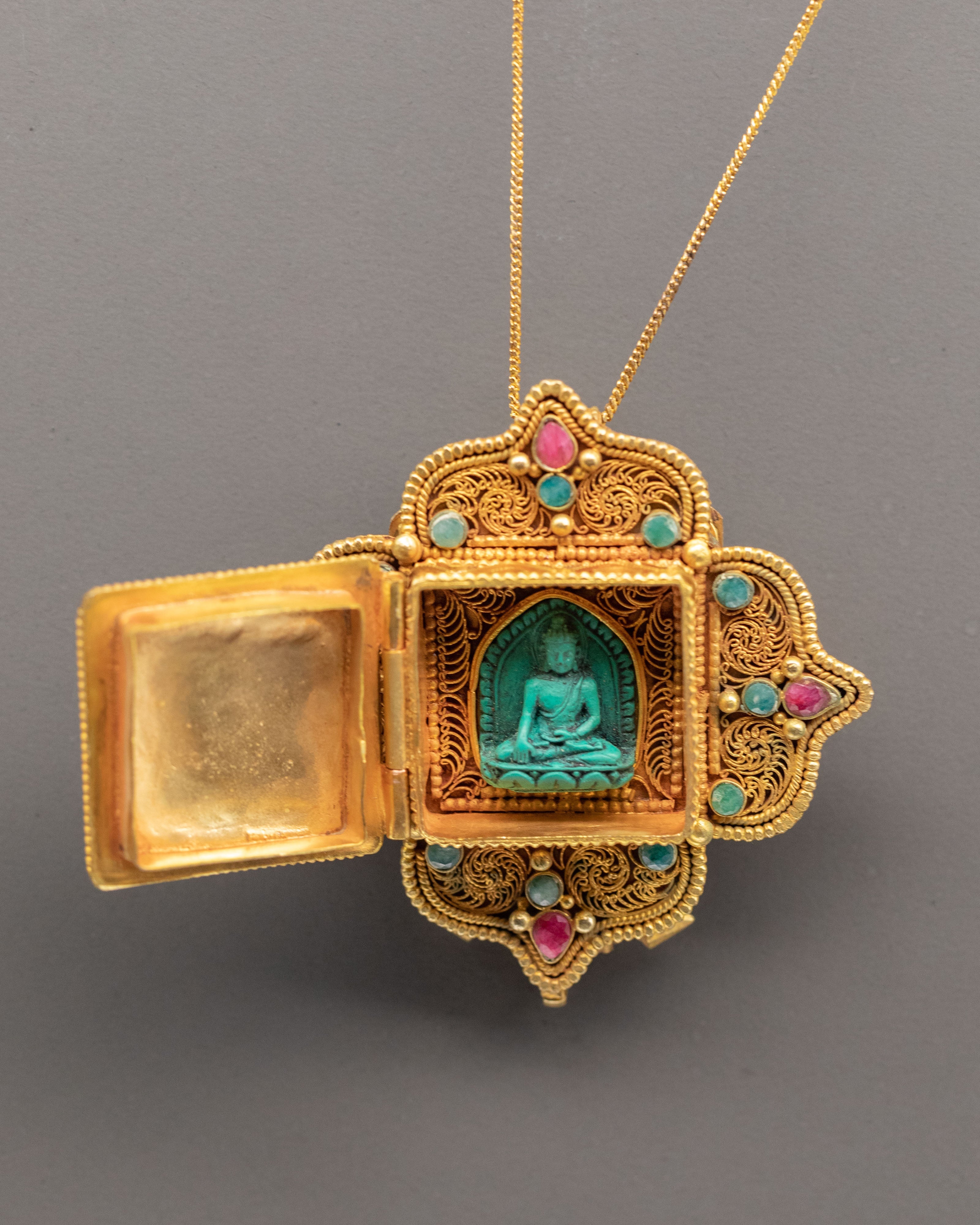 Handcrafted Tibetan Ghau Box Pendant | Himalayan Art