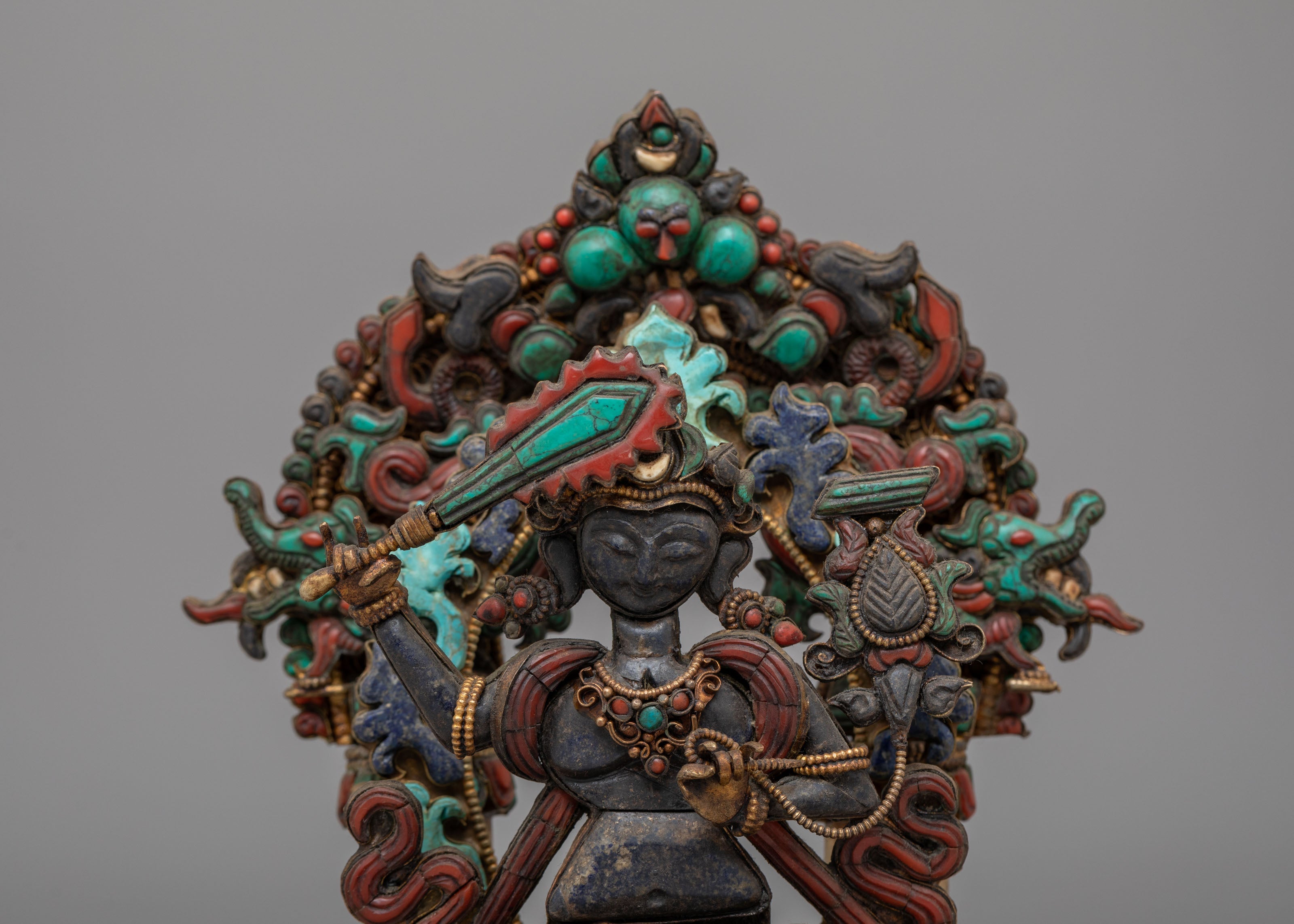 Handmade Manjushri on Throne Statue | The Bodhisattva of Wisdom