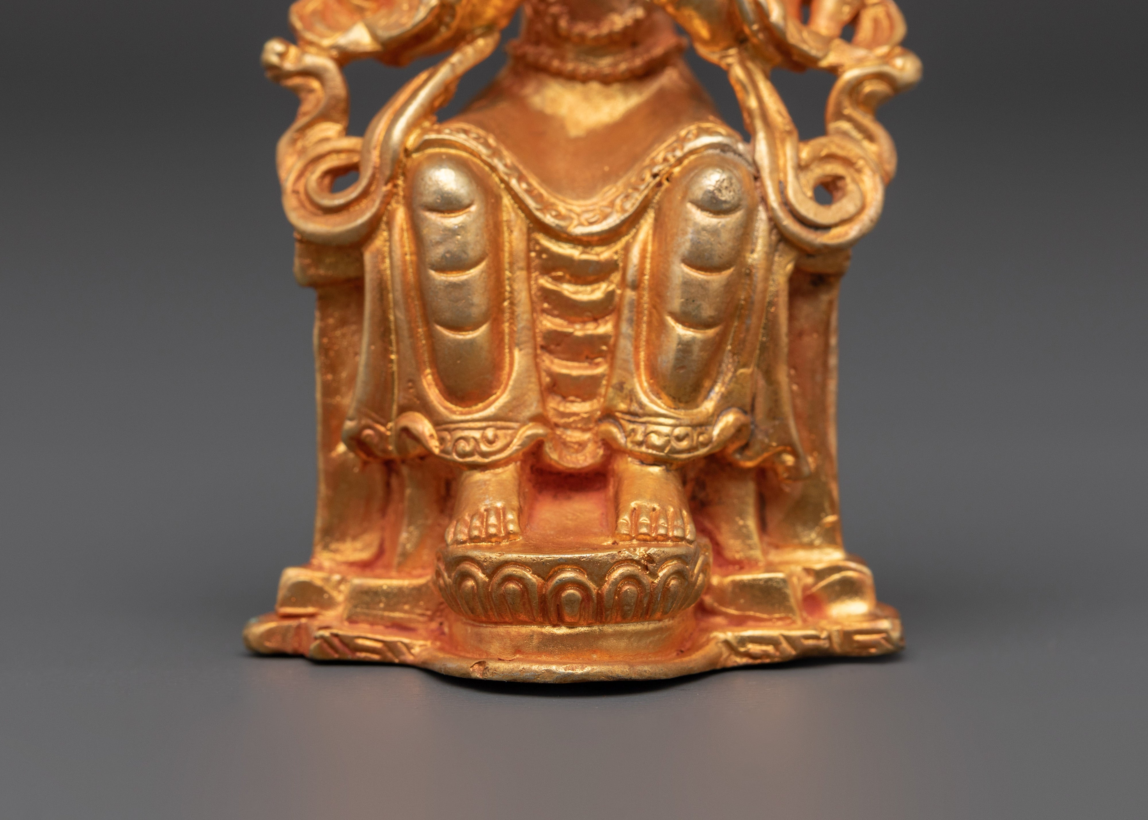 Handcrafted Maitreya Buddha Deity Sculpture | Gold Plated Copper Buddha Figurine