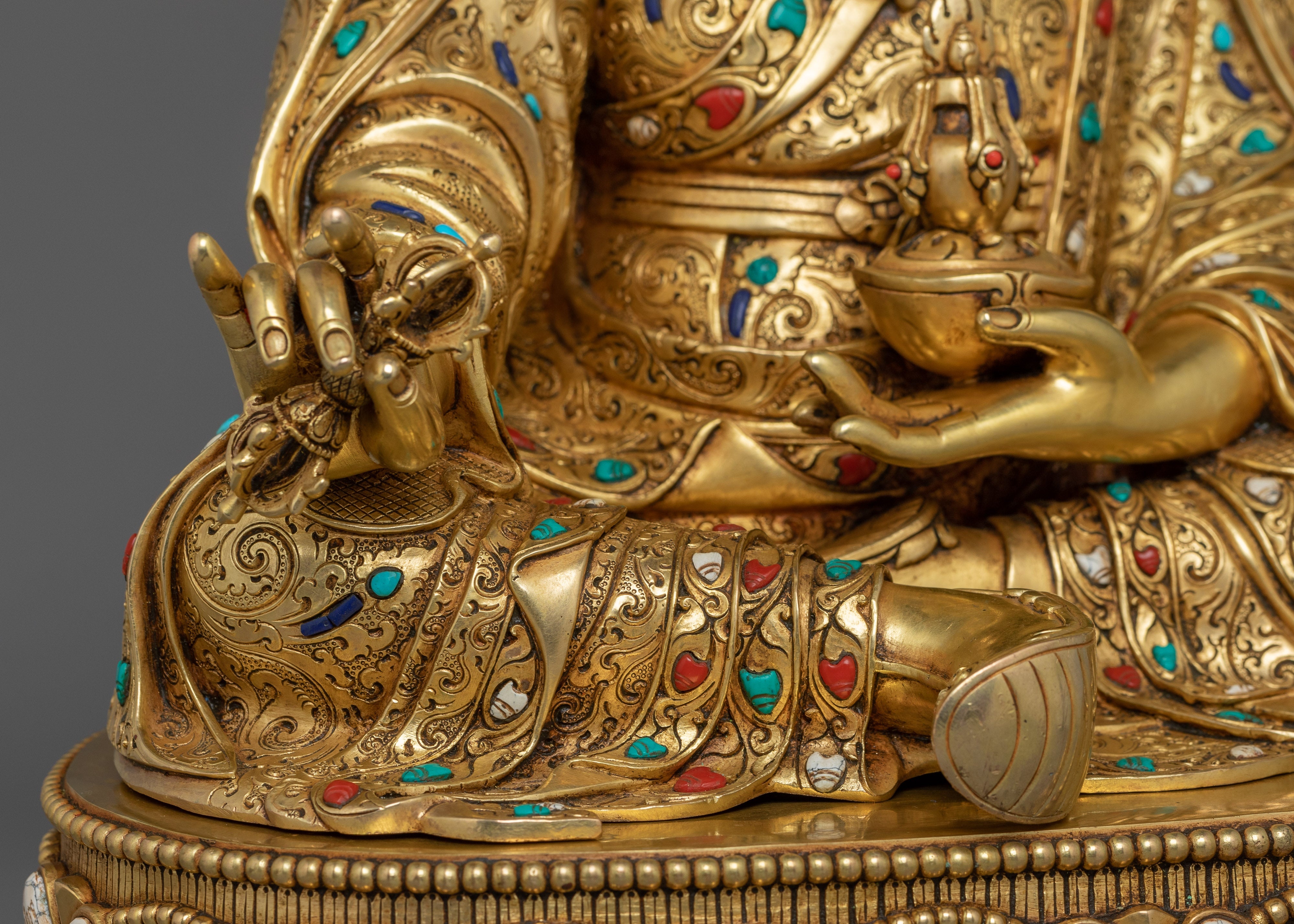 Guru Rinpoche With Beautiful Handcarved Gemstones Statue | The Precious Master