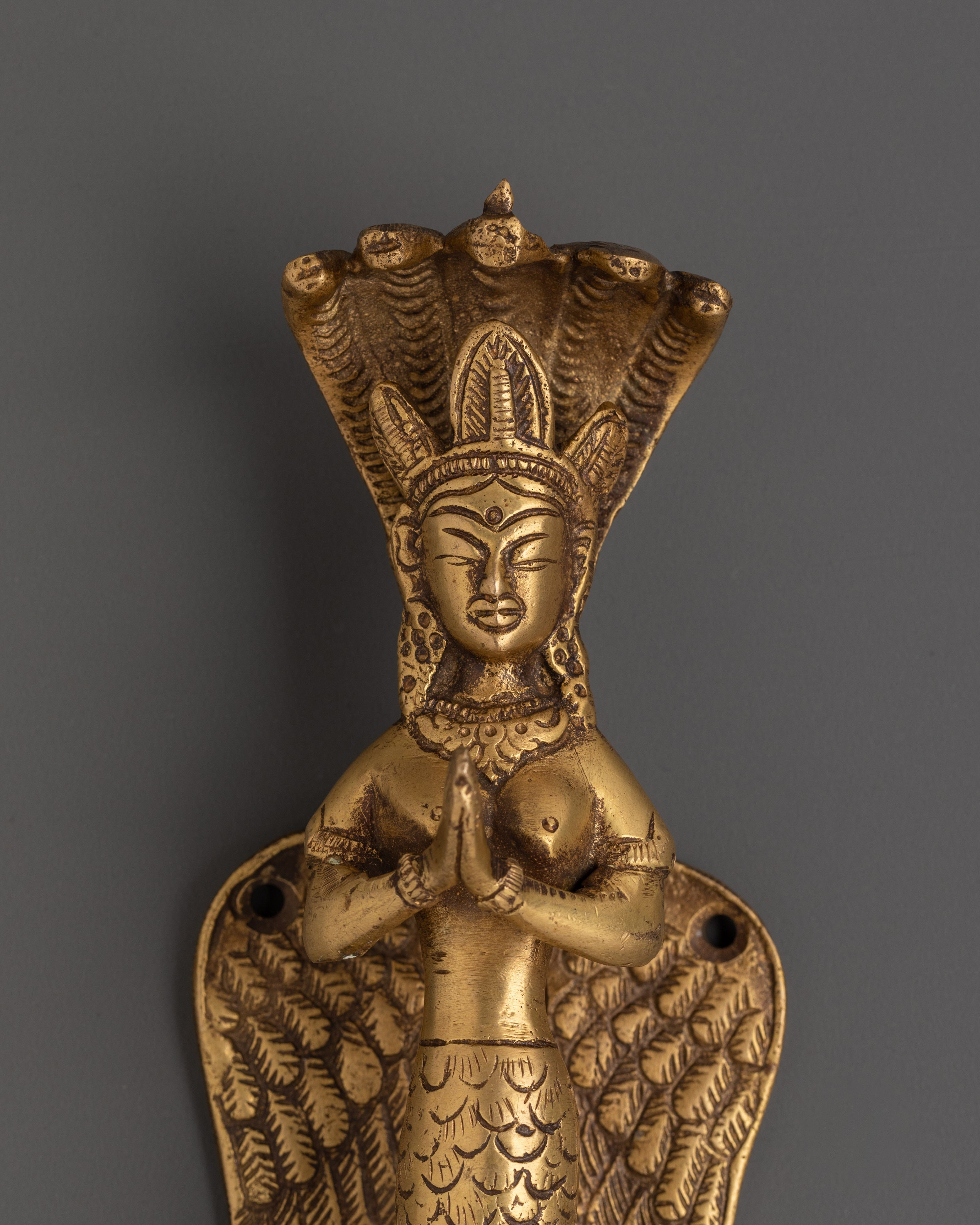 Brass Naga Kanya Door Handles | Serpent Goddess Door Pulls