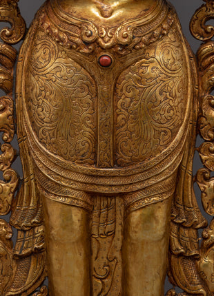 Standing 4 Arm Chenrezig Statue | Gold Plated Traditional Buddhist Statue