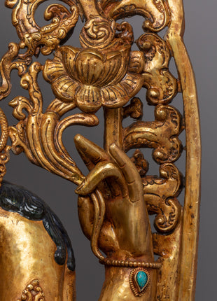 Standing 4 Arm Chenrezig Statue | Gold Plated Traditional Buddhist Statue