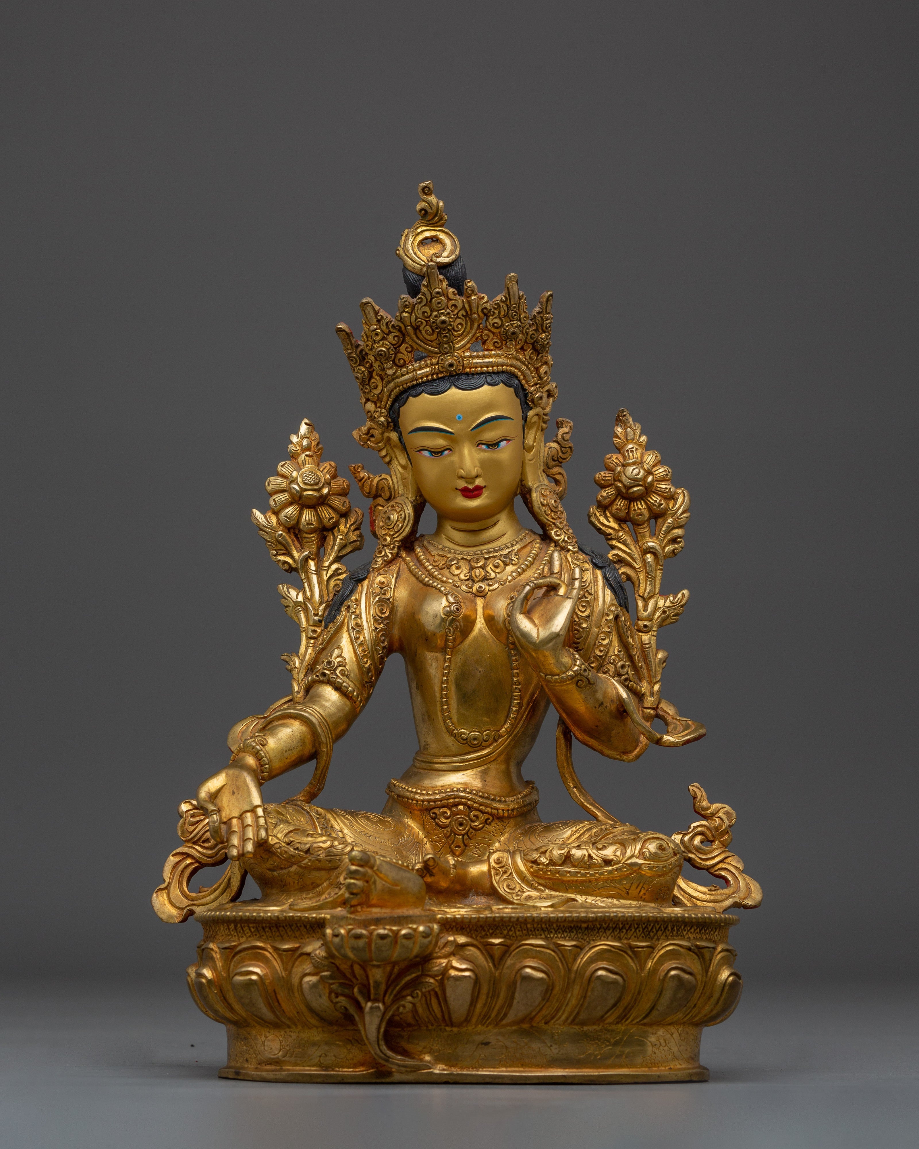 Exquisite Golden Green Tara Artwork