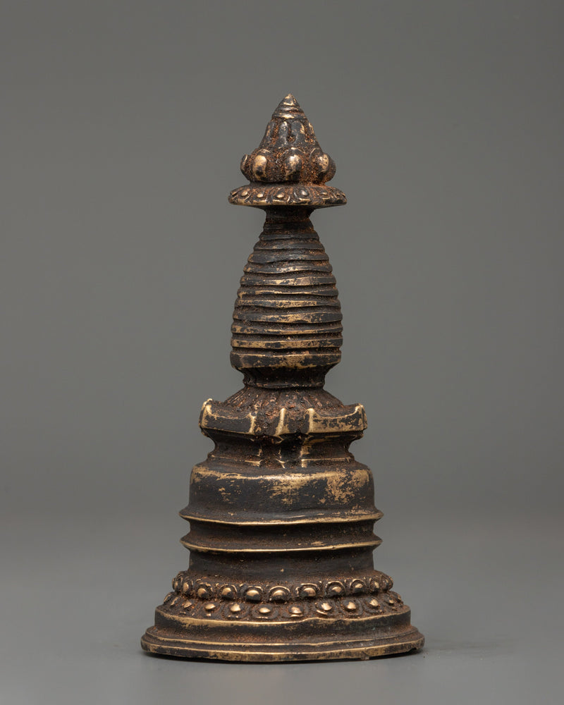 Antique Copper Stupa | Symbol of Enlightenment