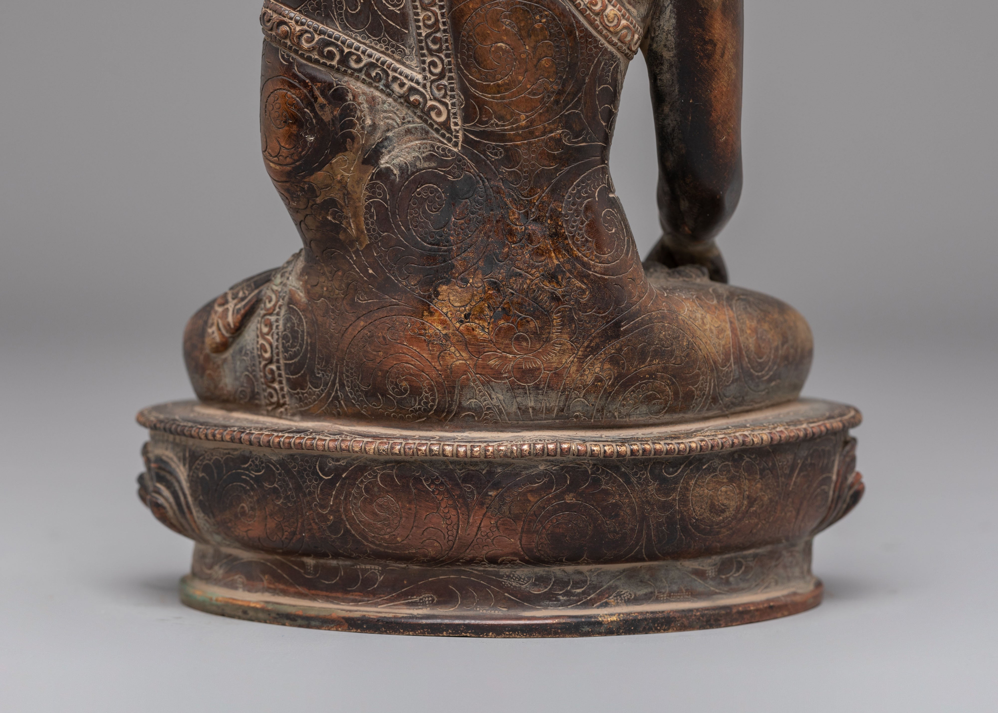 Shakyamuni Buddha Oxidized Tibetan Sculpture for Decor