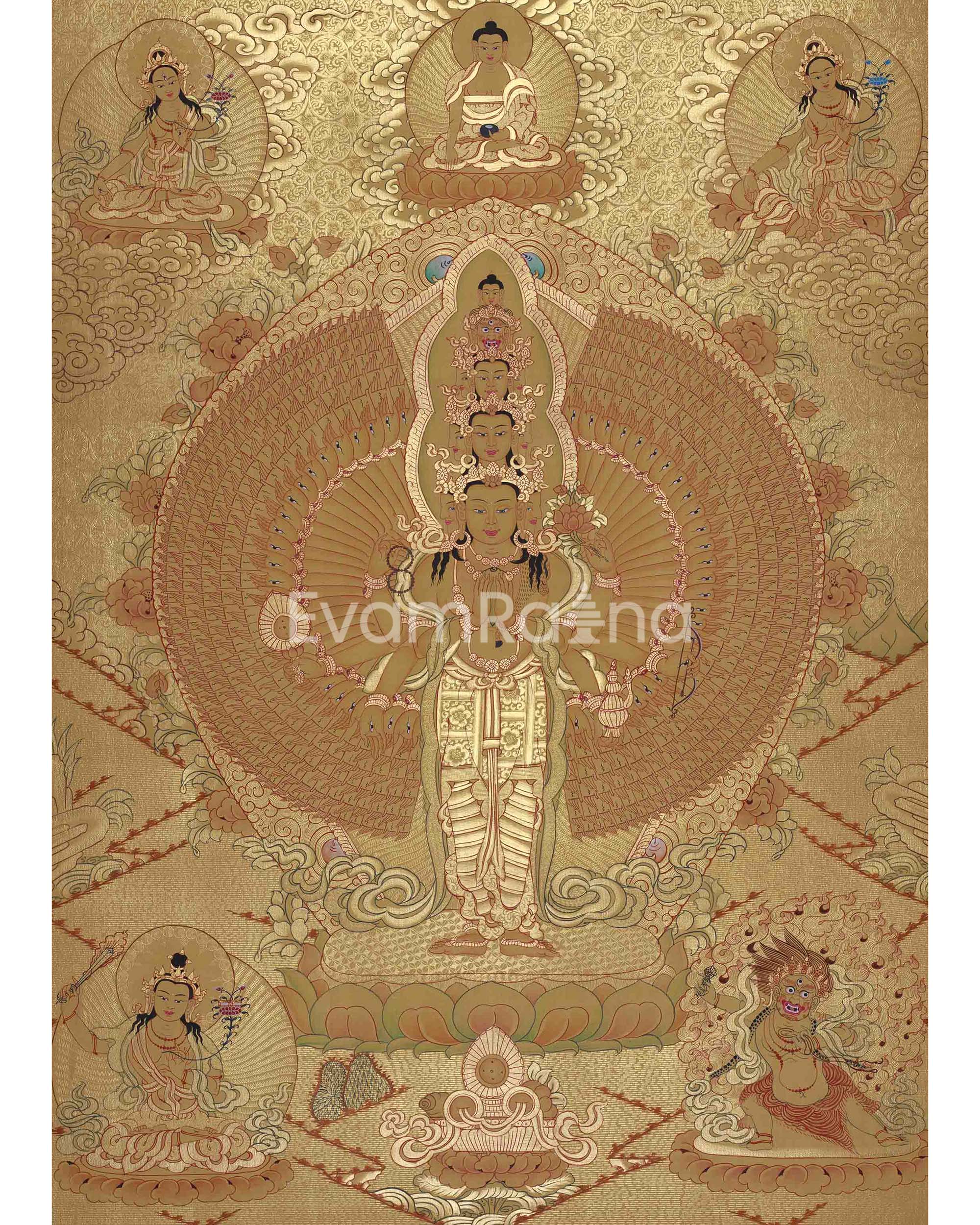 Golden Avalokiteshvara Thangka