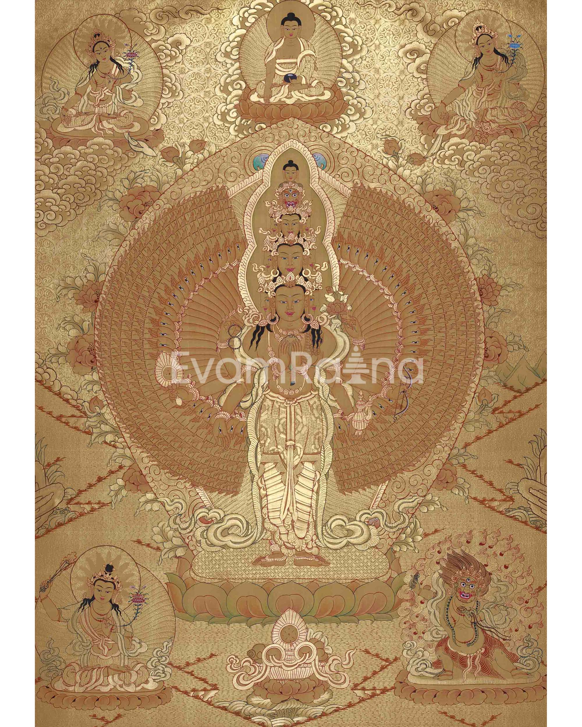 Golden Avalokiteshvara Thangka