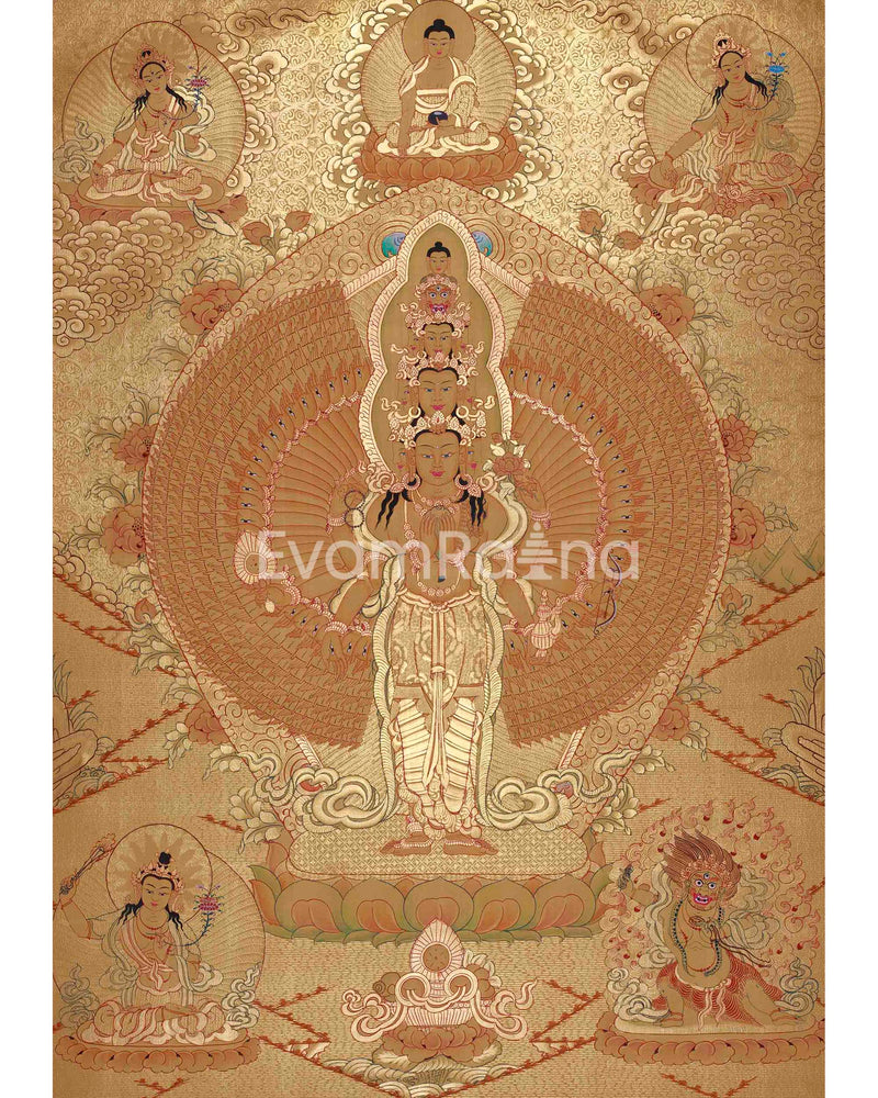 Golden Avalokiteshvara Thangka