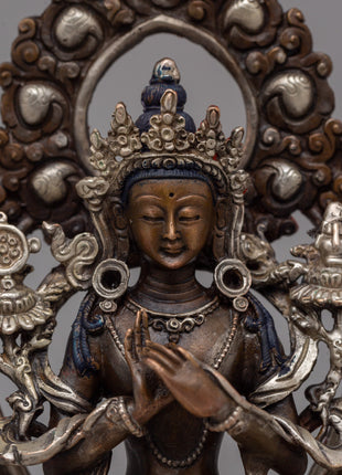 Oxidized Copper Maitreya Buddha of Future | 15cm Home Decor Statue