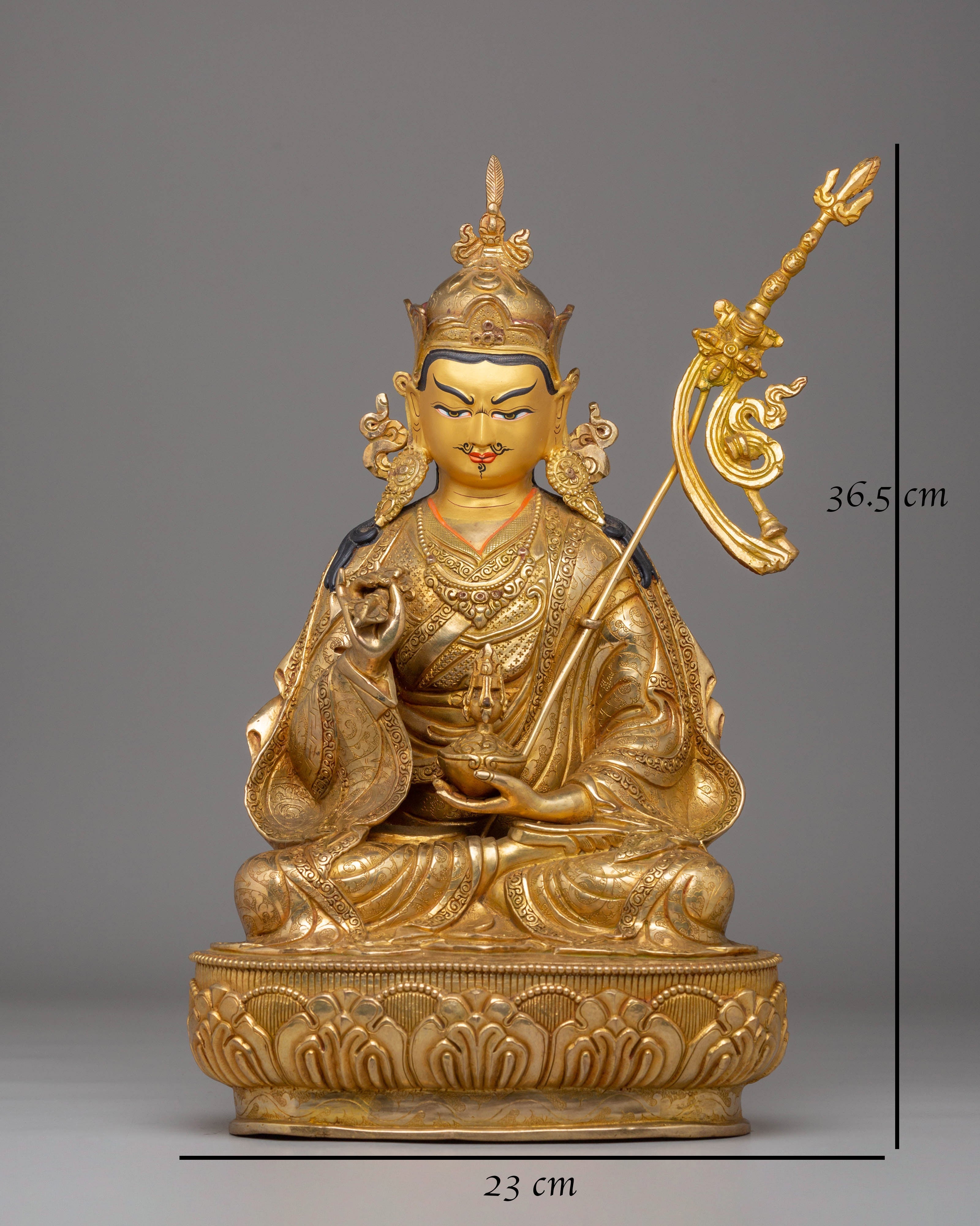 Handcrafted Guru Tsokye Dorje Statue with Copper Body and 24K Gold Gilding