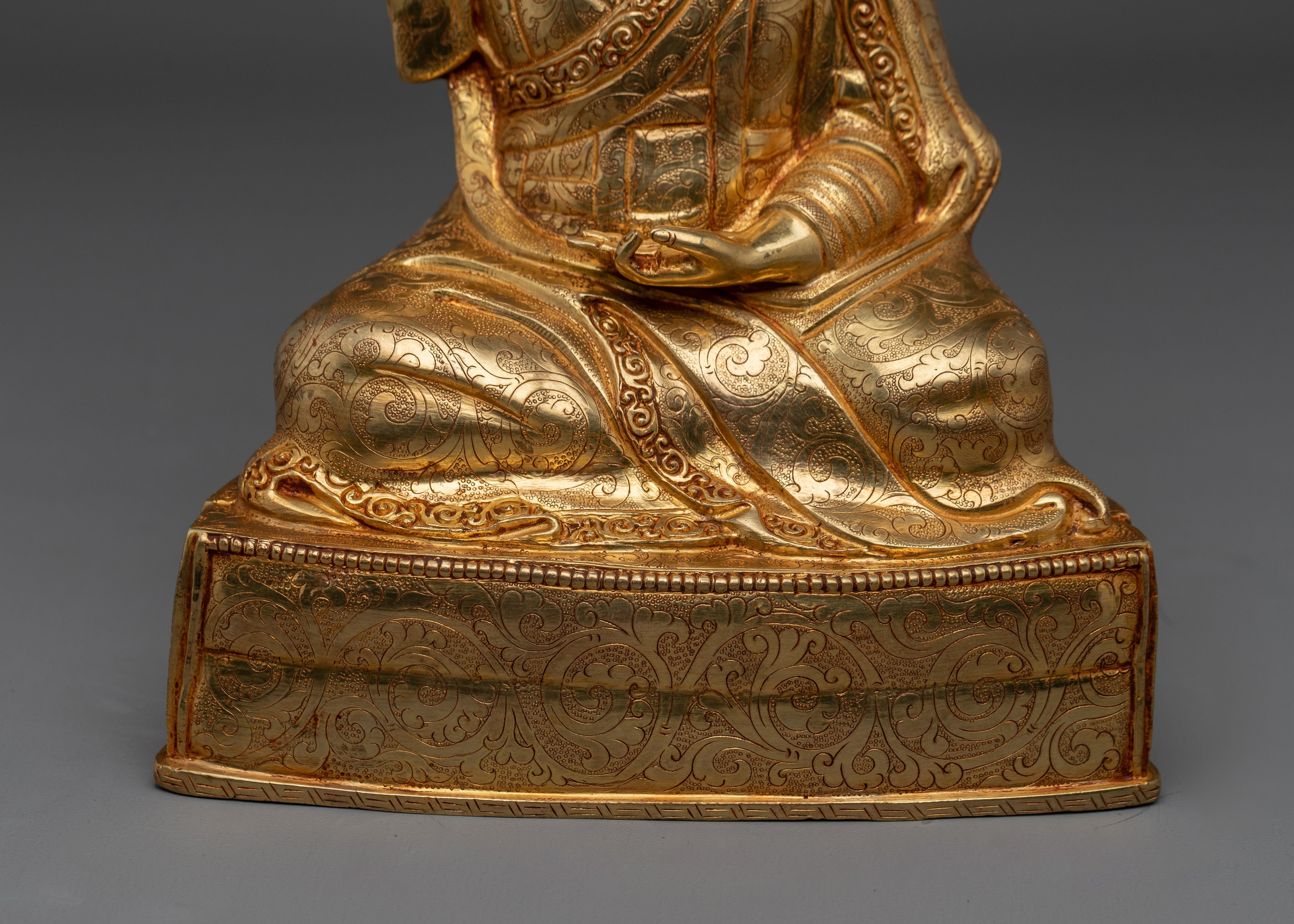 Handcrafted 24K Gold Gilded Karmapa Statue | Tibetan shrine or spiritual meditation altar