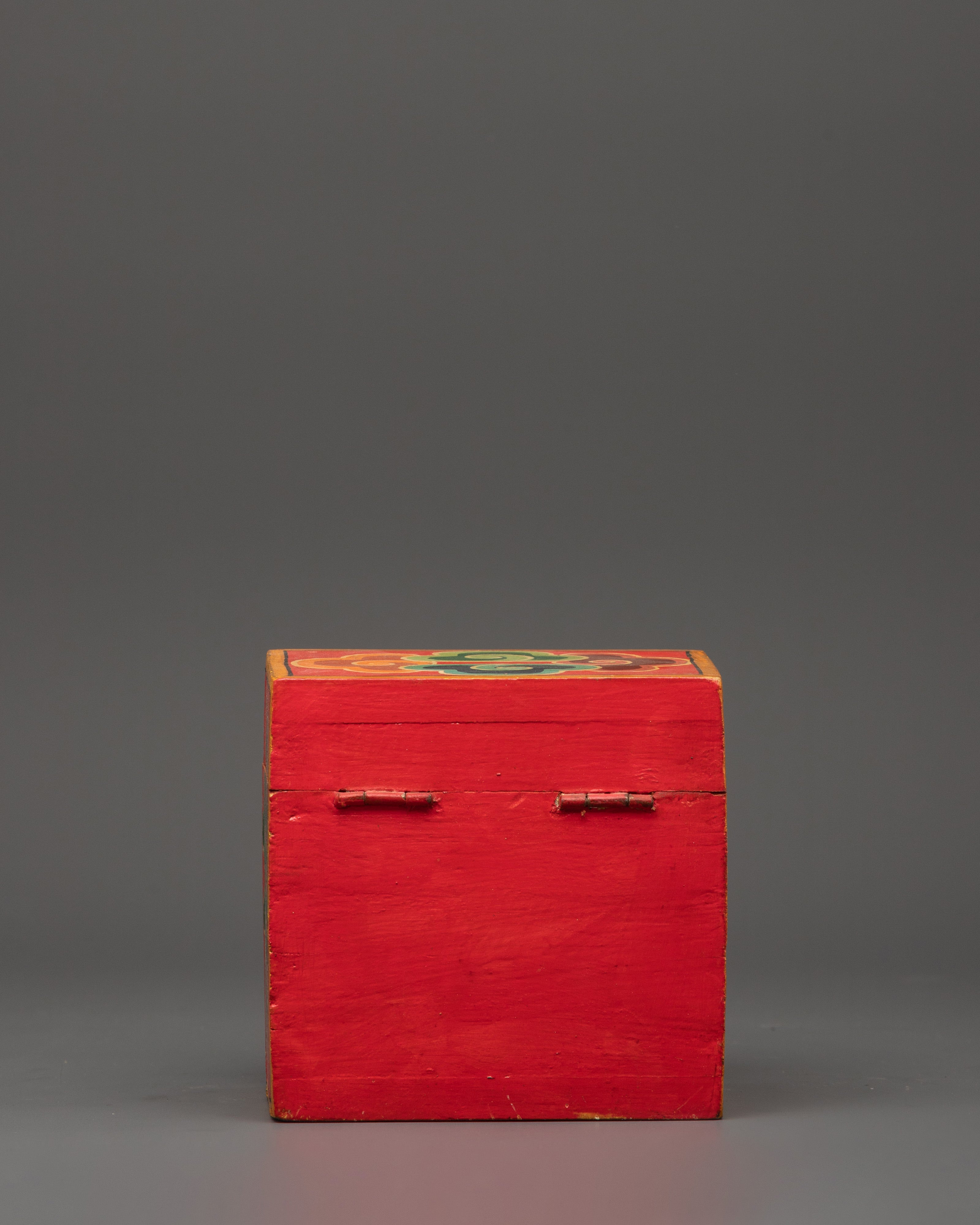 Tibetan box featuring a wrathful deity face | Altar Decor for Protection
