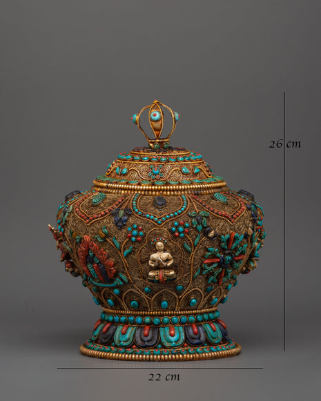 Large Handcrafted Tibetan Rice Bowl | Offering Bowl for Altar and Sacred Space