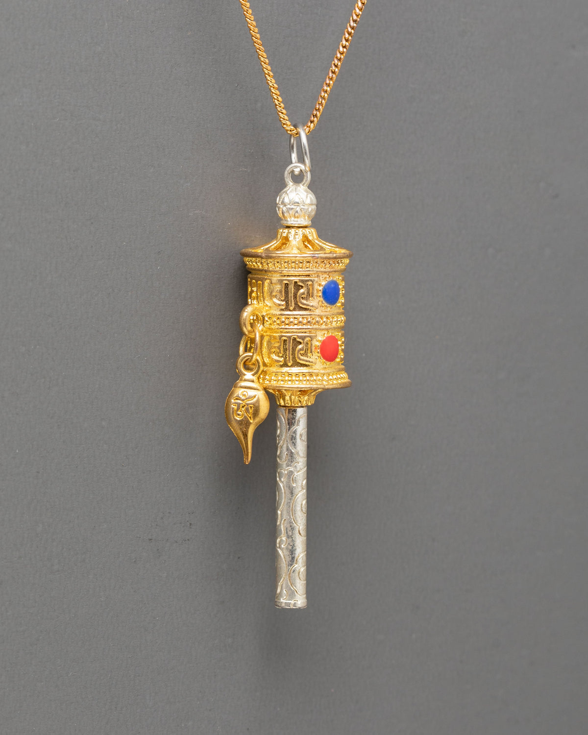 Traditional Buddhist Prayer Wheel Pendant | Himalayan Spiritual Jewelry