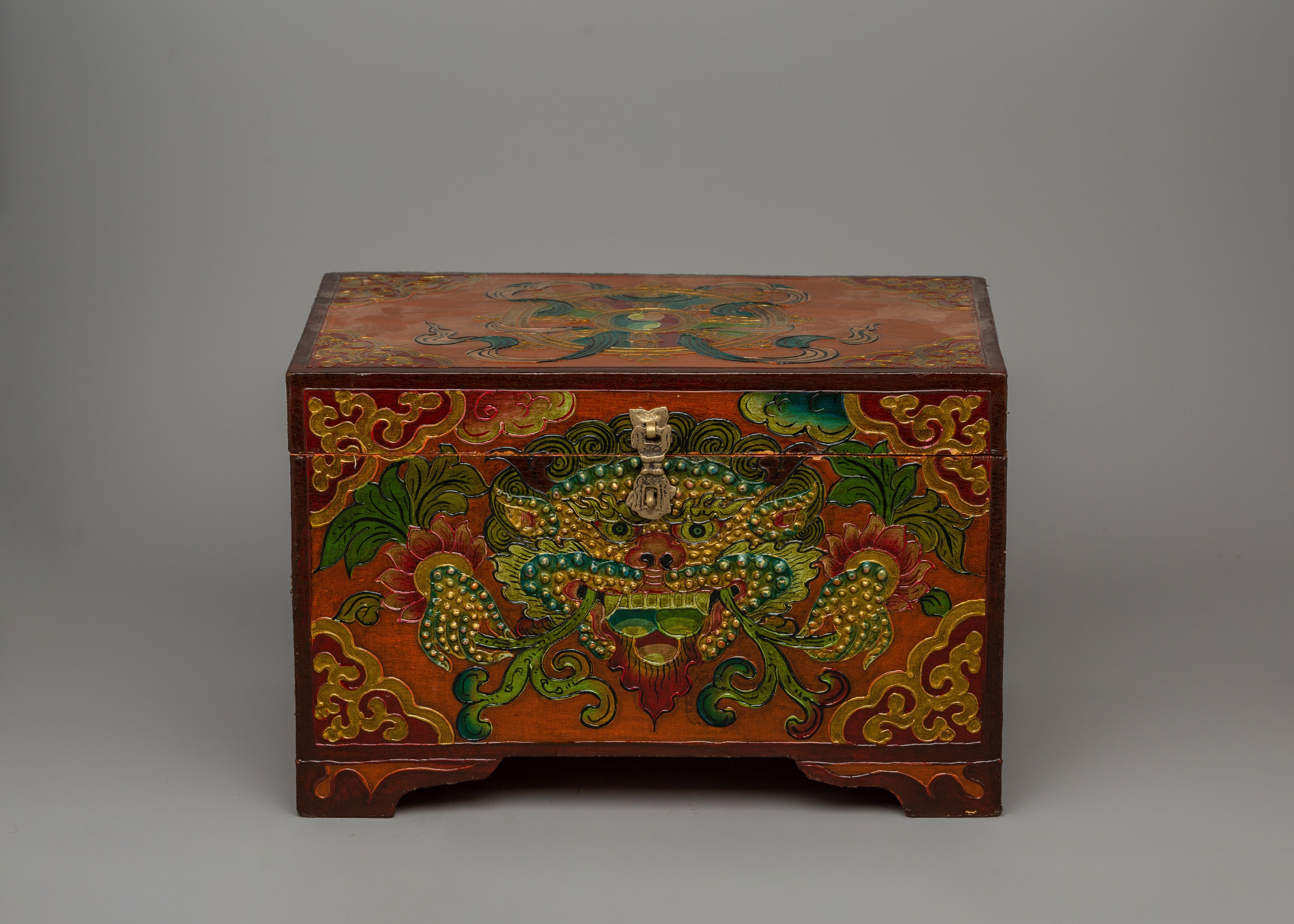 Wooden Tibetan Box | A Sacred Storage Piece
