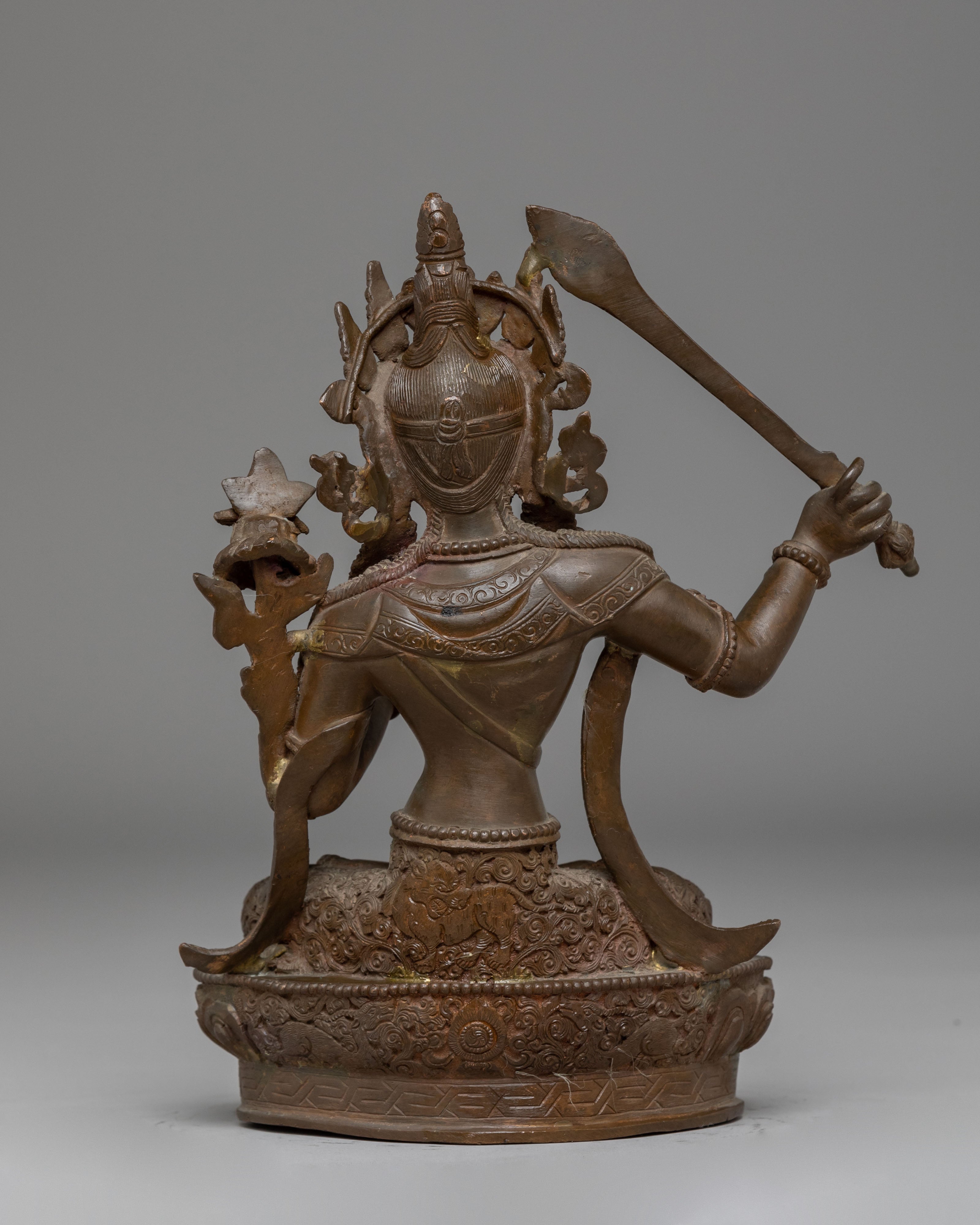 Sacred Wisdom Symbol Manjushri Statue | Tibetan Manjushri Oxidized Copper Art
