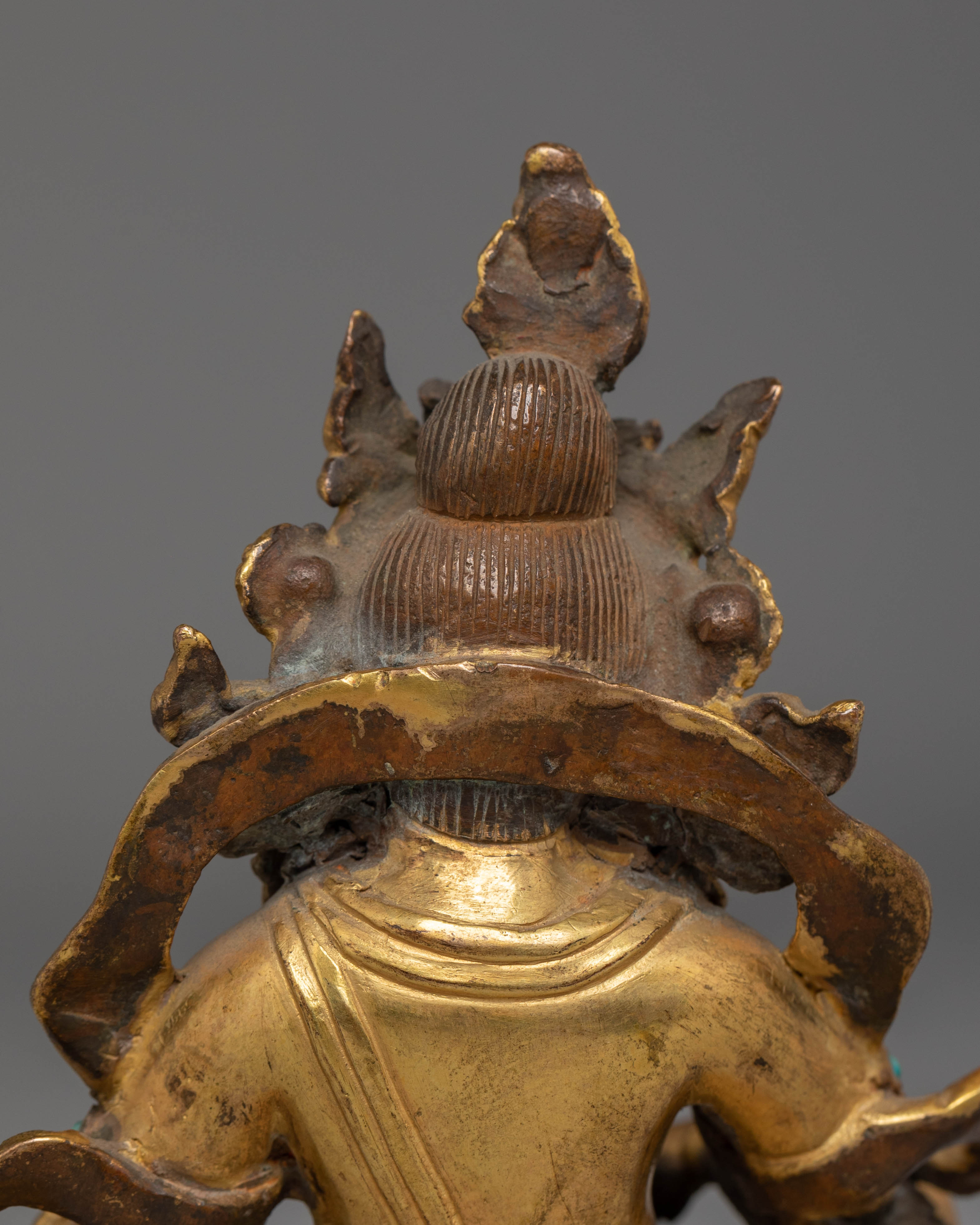 Handcrafted Copper Sculpture of Dzambhala for Altar and Dharma Decor