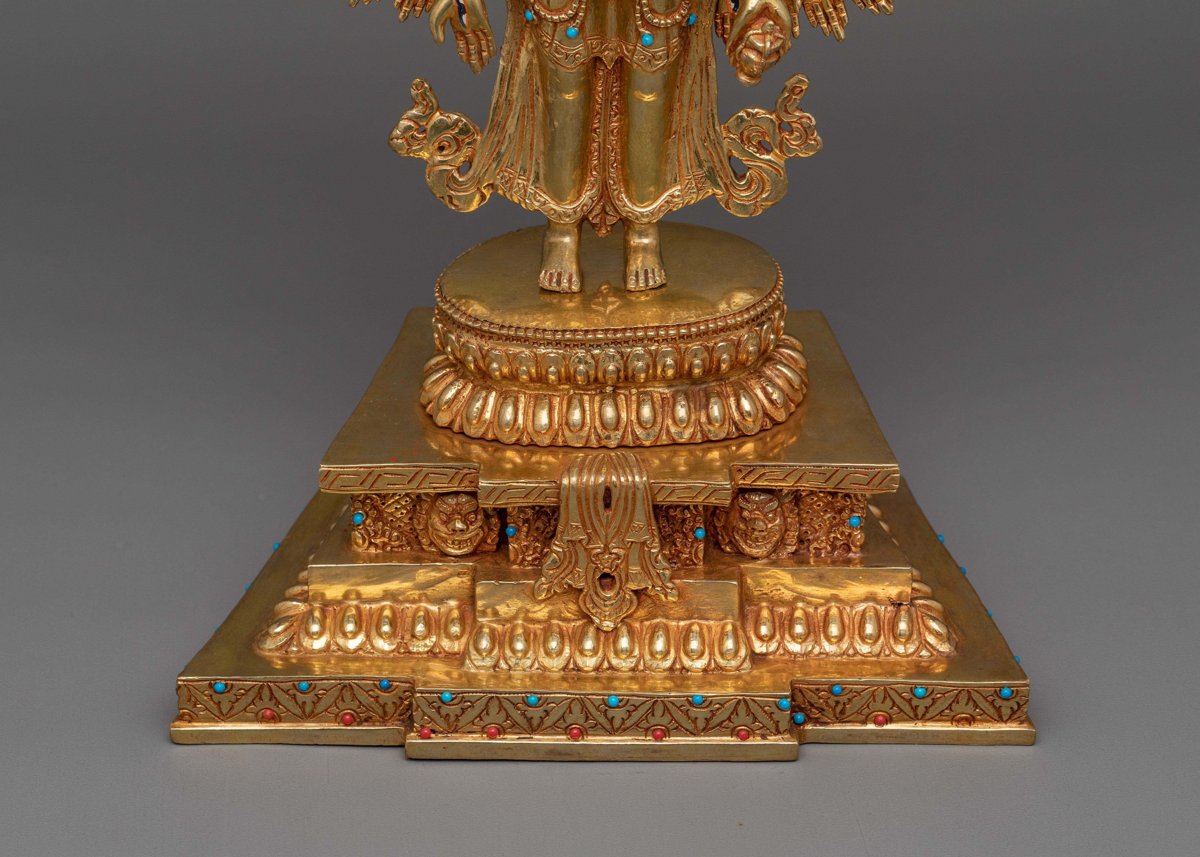 Handcrafted Sculpture of 1000 Armed Chenrezig | Traditional Artwork
