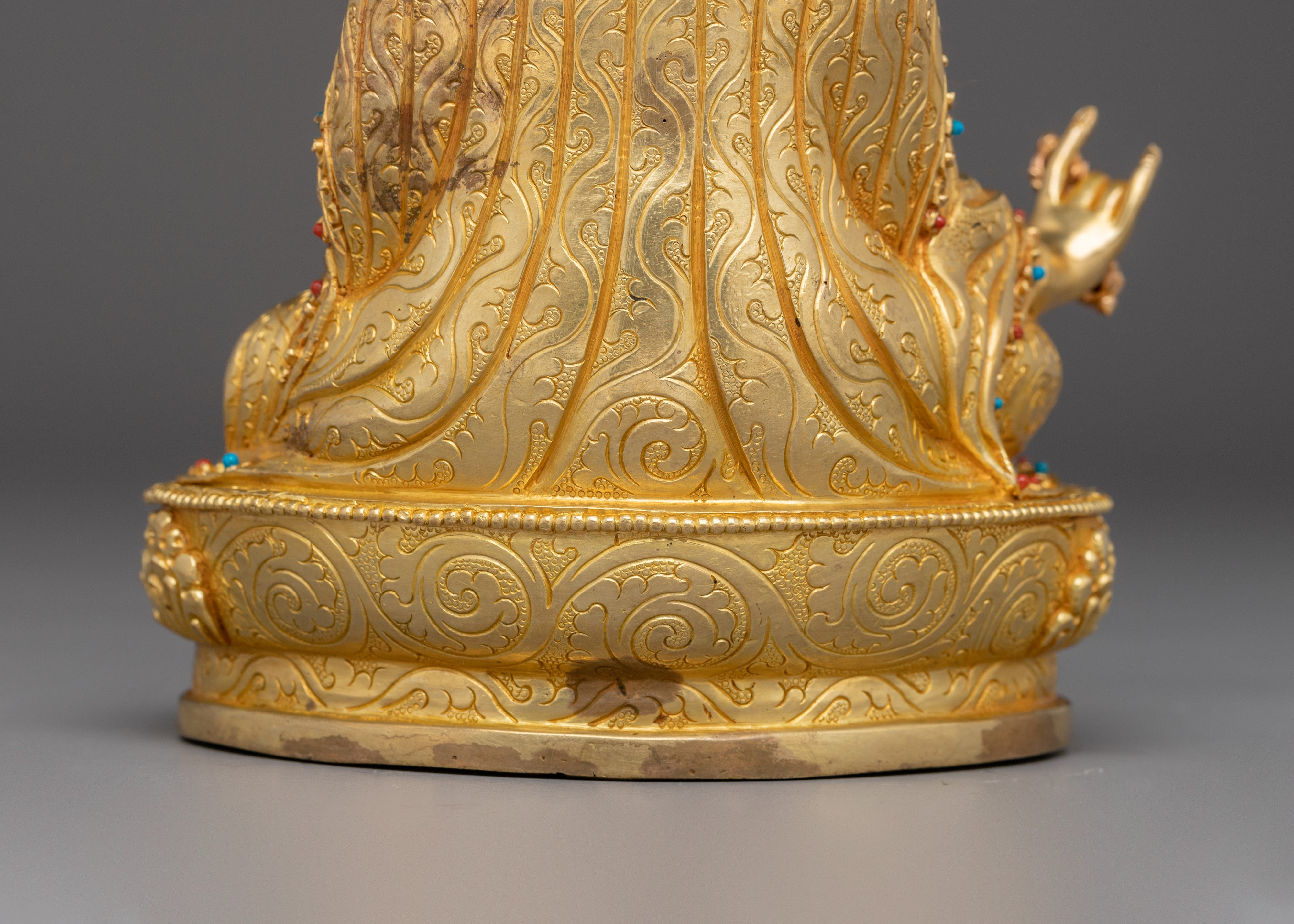 Buddhist Master Padmasambhava Statue | Handcrafted Gold Plated Guru Rinpoche Figure