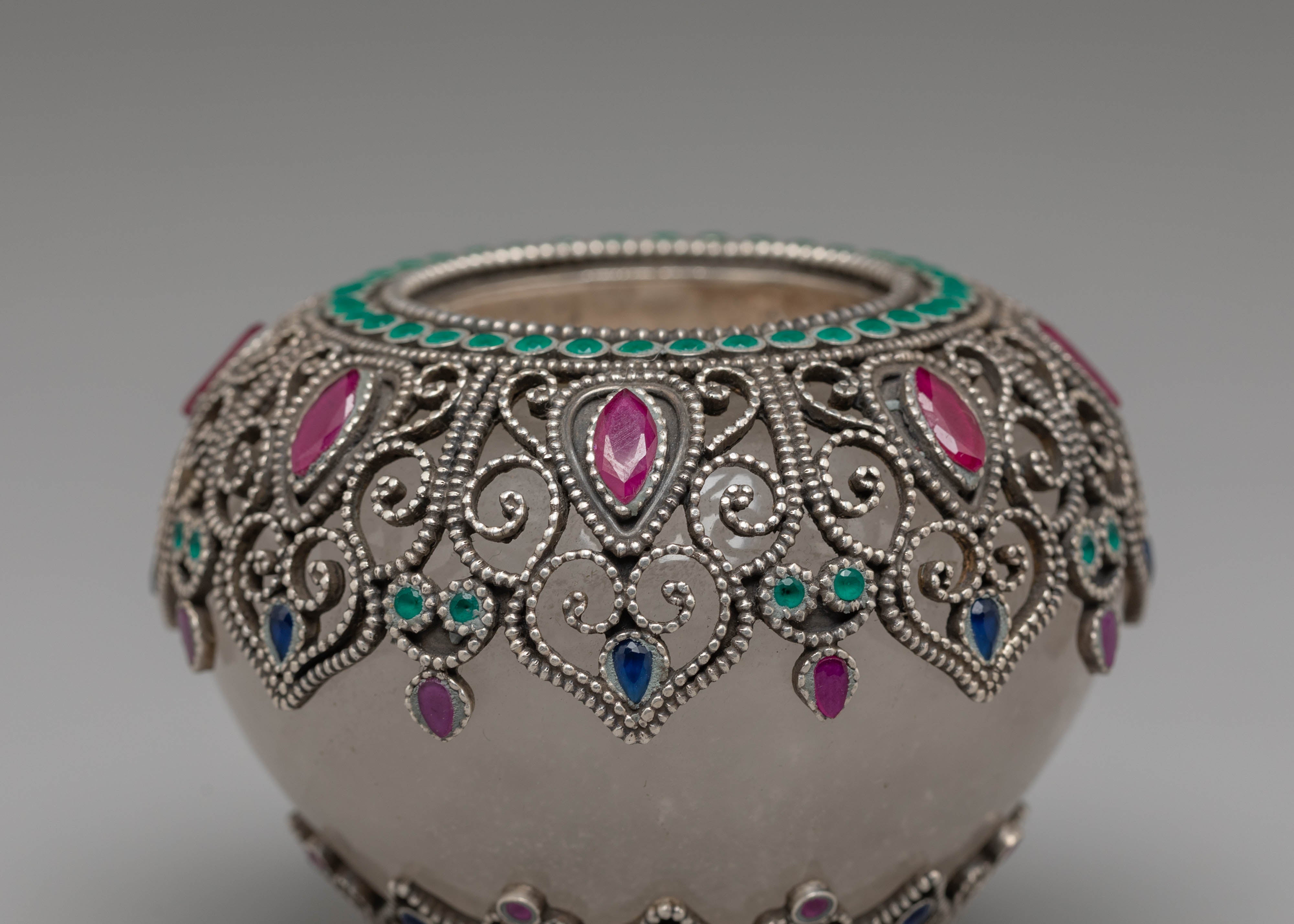 Spiritual Tibetan Dhupur Rice Pot | Sacred Silver Offering Vessel