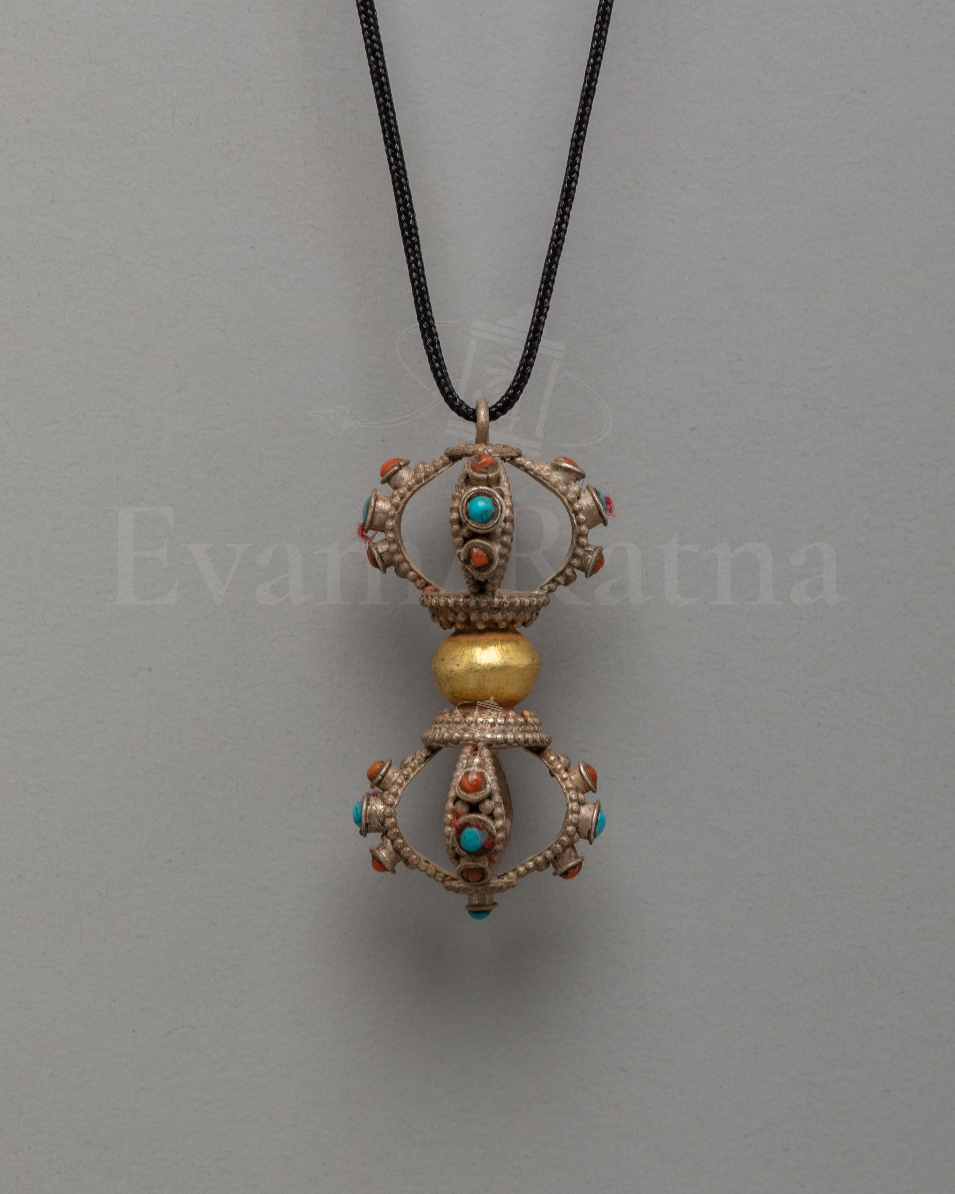 Handmade Vajra Prayer Pendant | Silver Buddhist Dorje Locket
