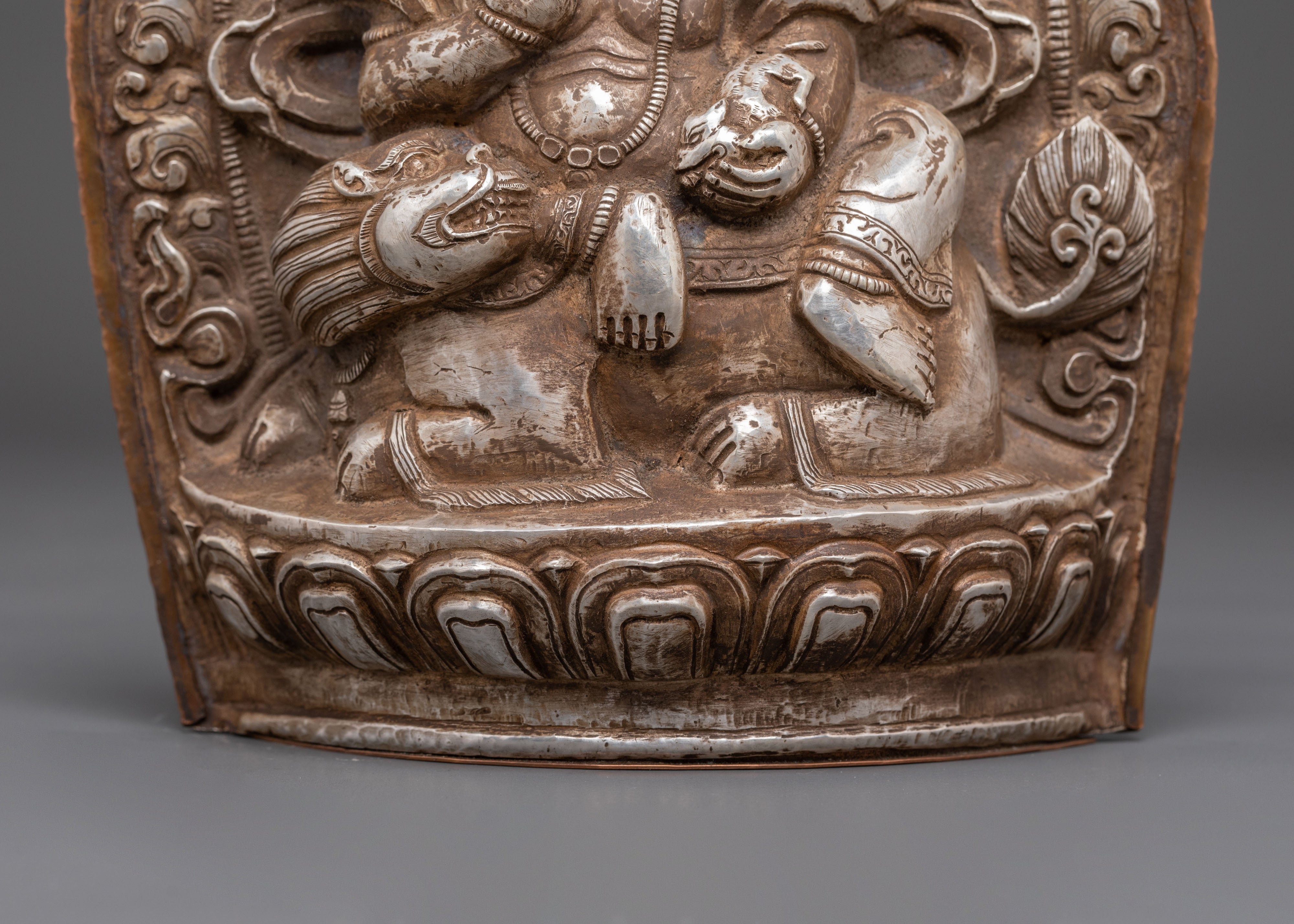 Sacred Namtoshe Wall Hanging | Tibetan Silver Protector Deity Art for Sacred Decor